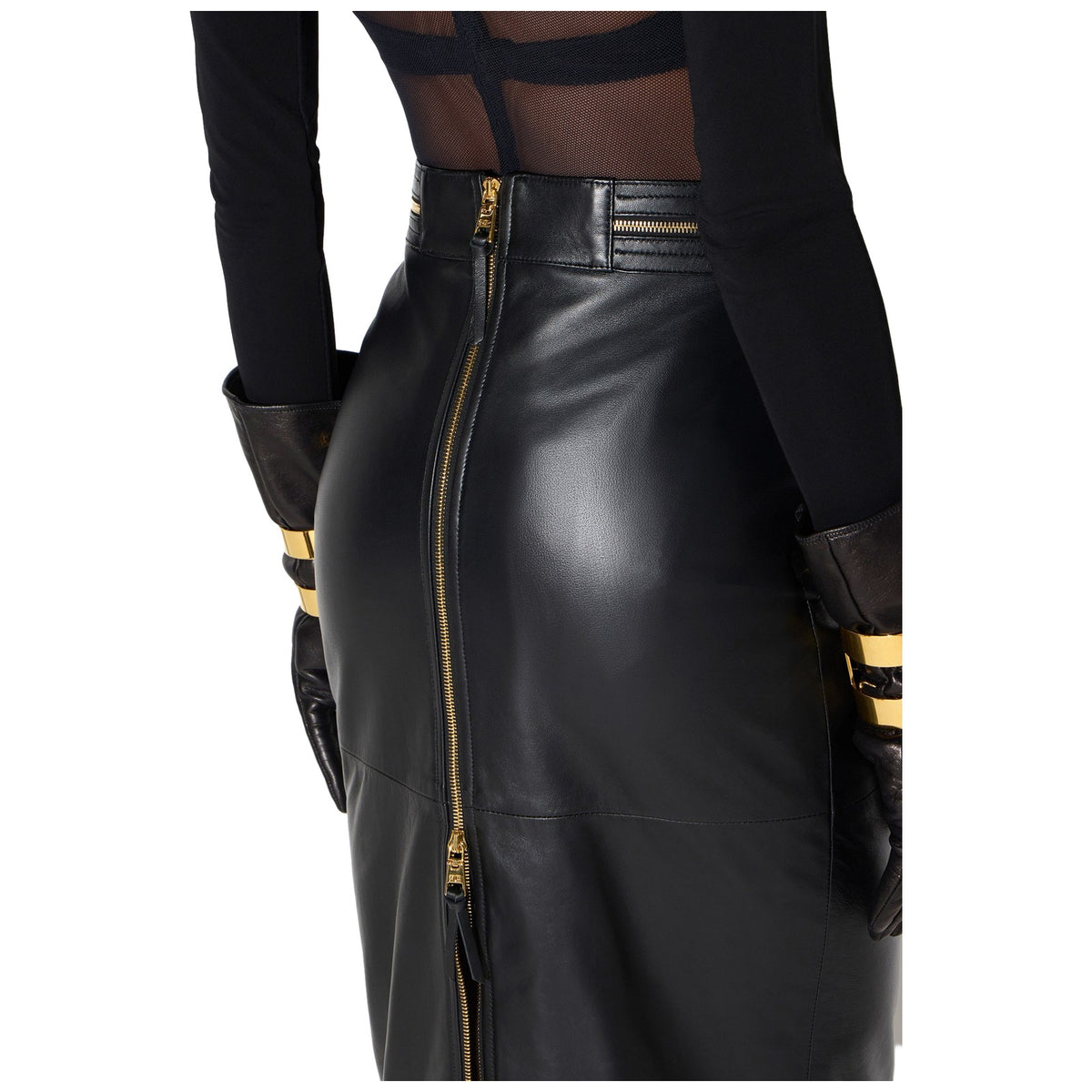 Gonne casual Donna Elisabetta Franchi - Gonna di pelle GP01Z66E2 - Nero
