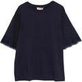 T-shirt Donna Twinset - T-Shirt In Jersey Con Macrame' - Blu