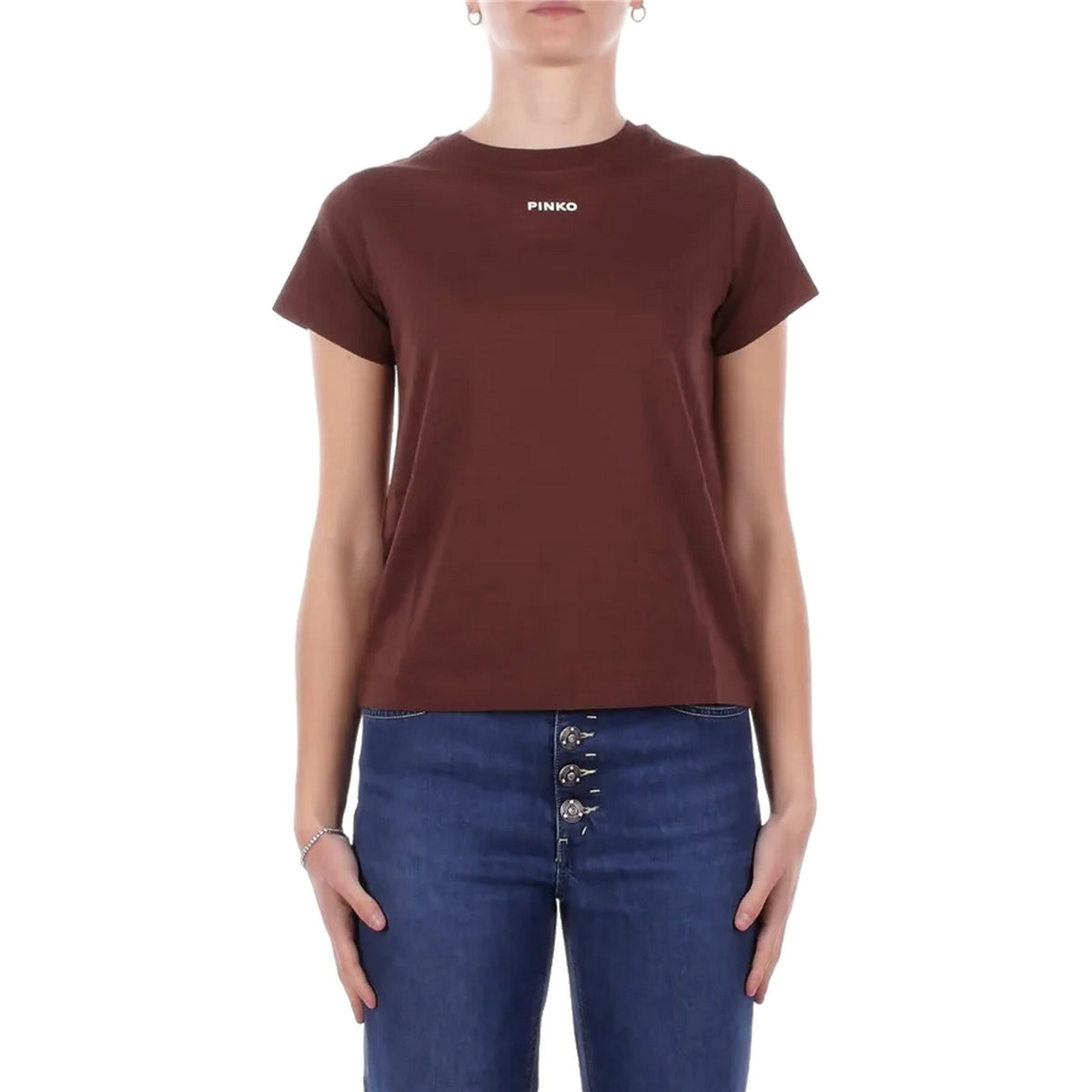 T-shirt Donna Pinko - Basico T-Shirt Jersey Logo Sta - Marrone