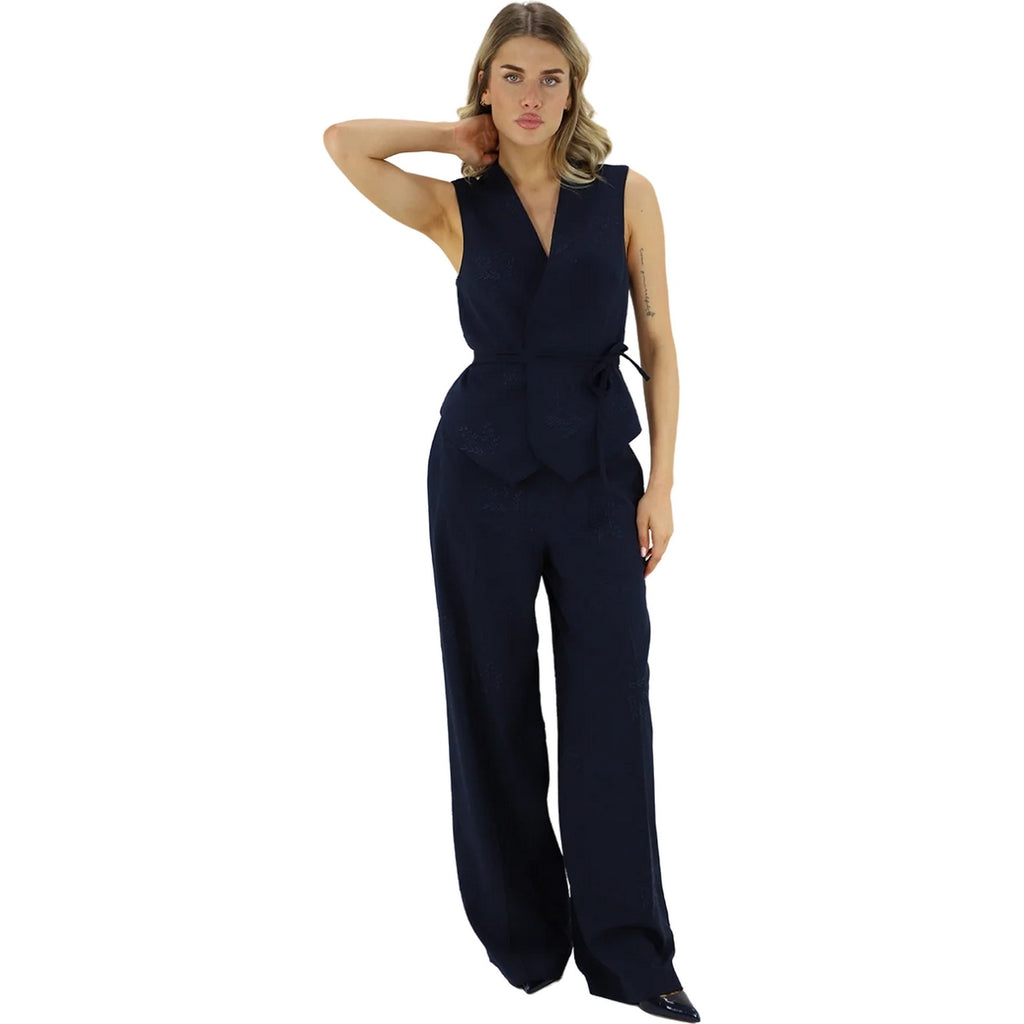 Gilet Donna Twinset - Gilet Corto C/Cintura Ricamato - Blu