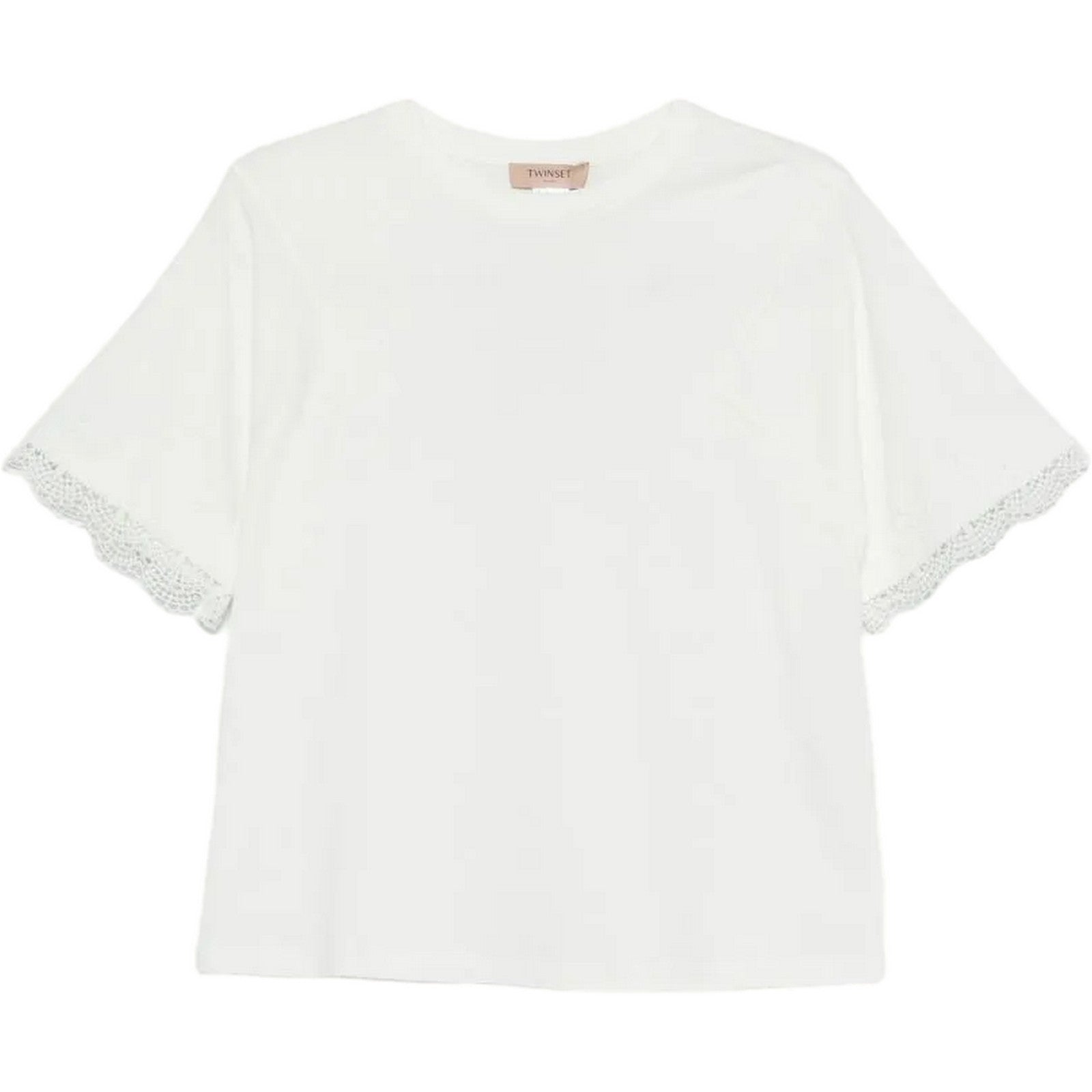 T-shirt Donna Twinset - T-Shirt In Jersey Con Macrame' - Bianco