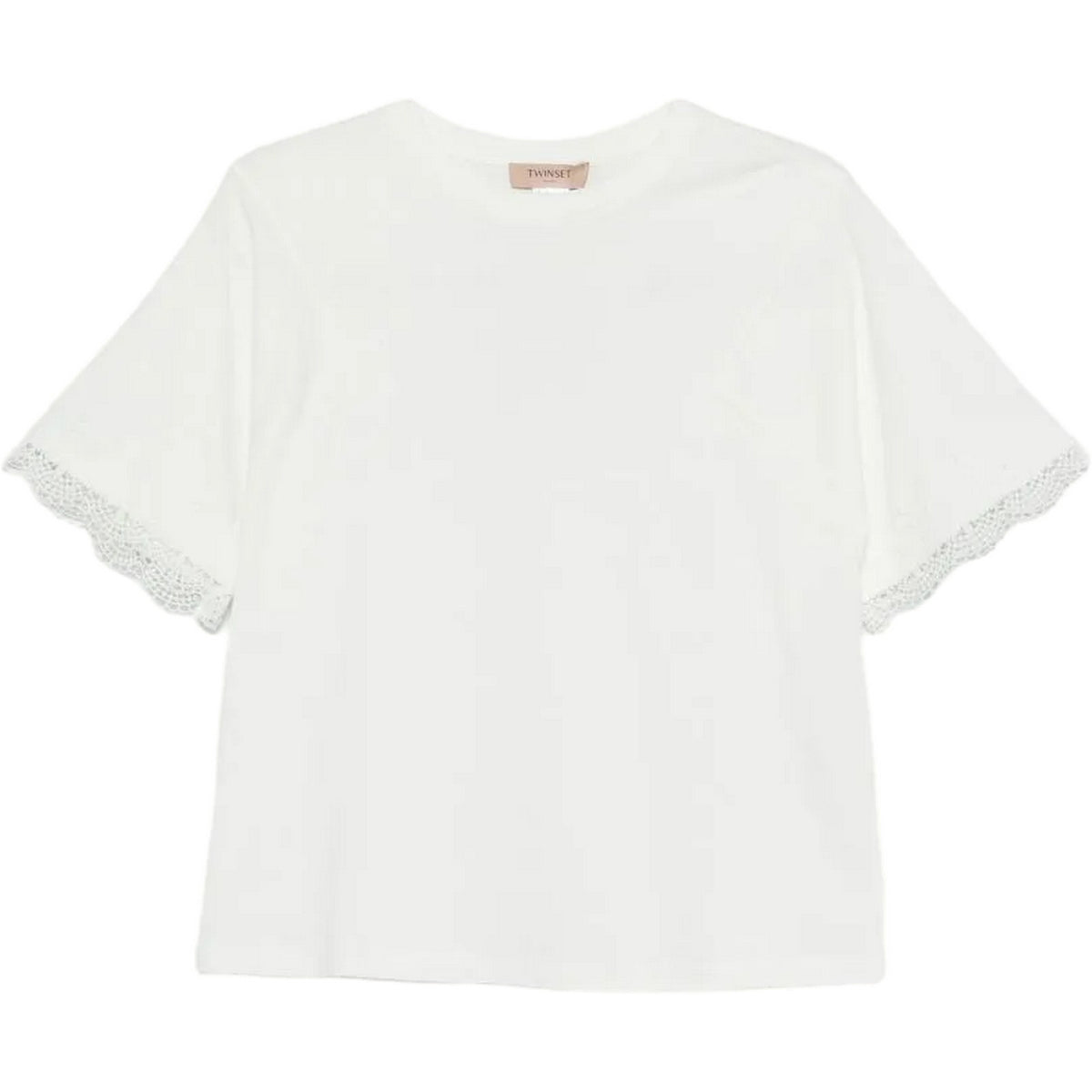 T-shirt Donna Twinset - T-Shirt In Jersey Con Macrame' - Bianco