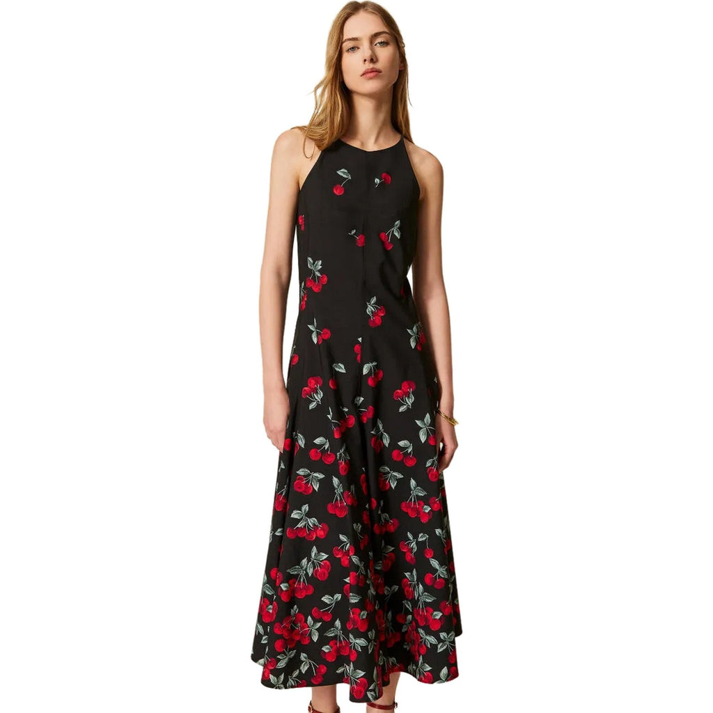 Vestiti da sera e cerimonia Donna Twinset - Abito Lungo Scollo Americana - Rosso