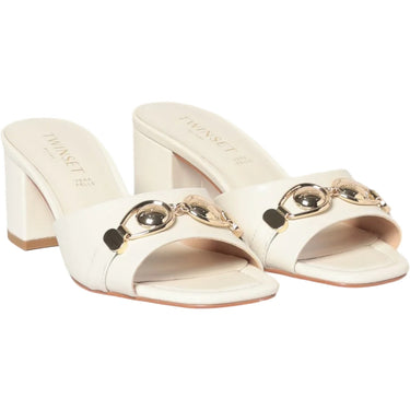 Ciabatte Donna Twinset - Ciabatta In Pelle - Bianco-Gianni Foti