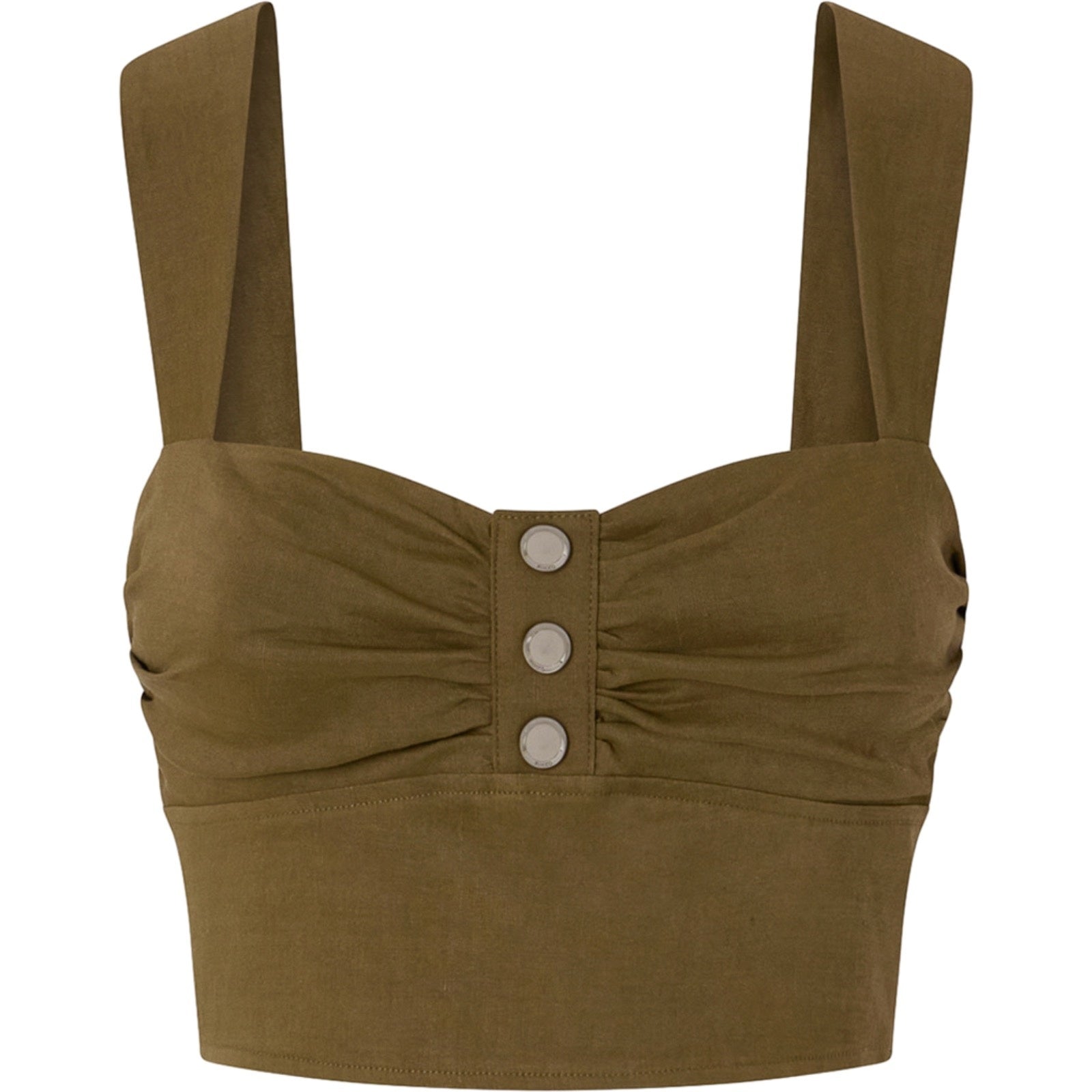 Canotte e top Donna Pinko - Voyager Top Lino Stretch - Oliva