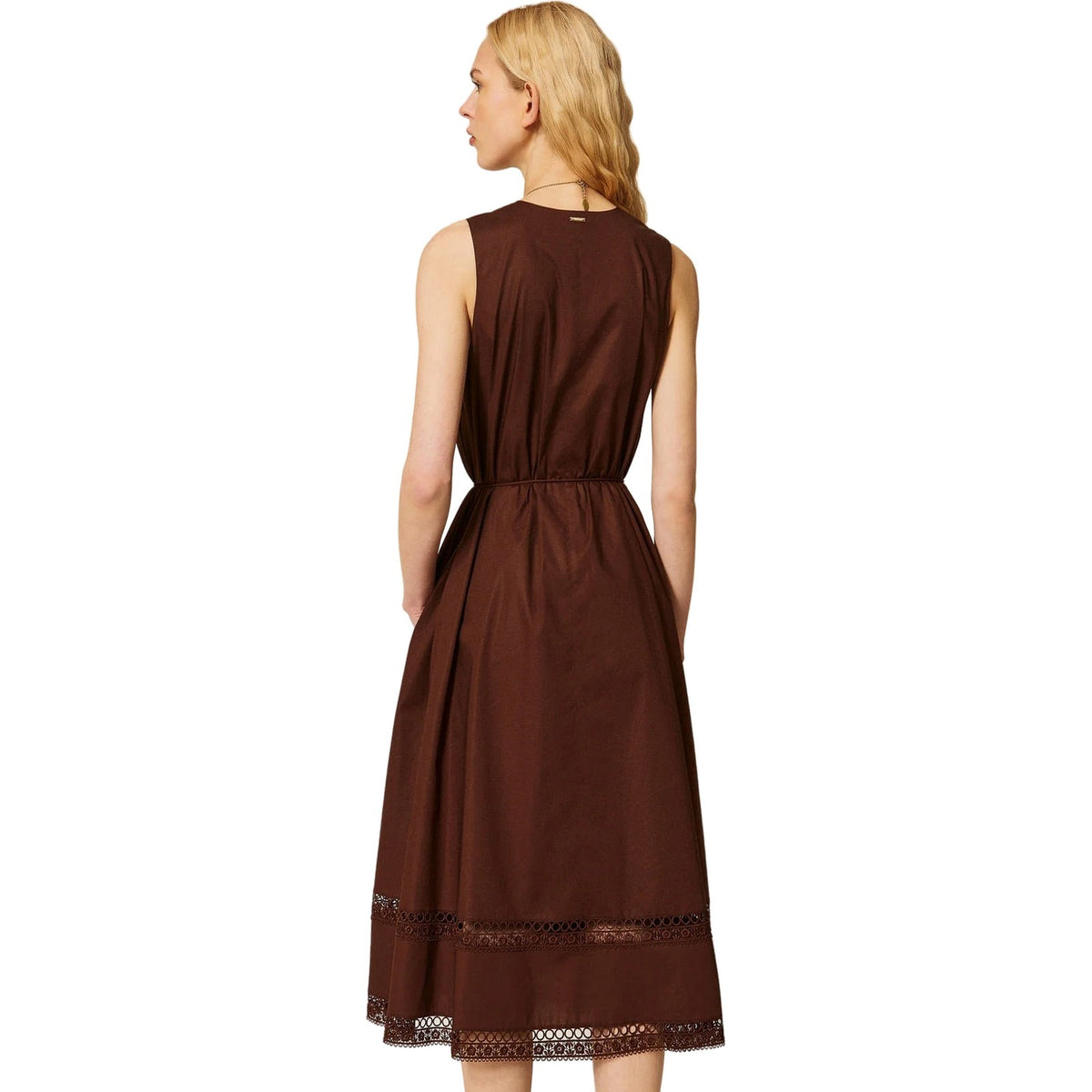 Vestiti da sera e cerimonia Donna Twinset - Abito Lungo S/M Con Macrame' E Cintura - Marrone