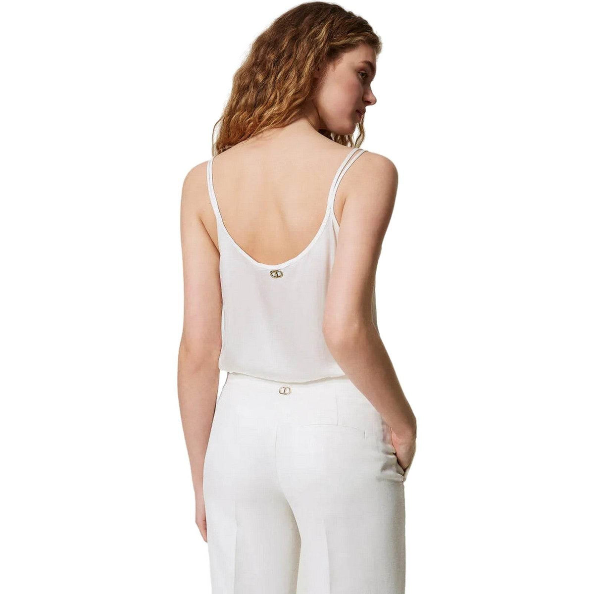 Canotte e top Donna Twinset - Top Ricamato - Bianco-Gianni Foti