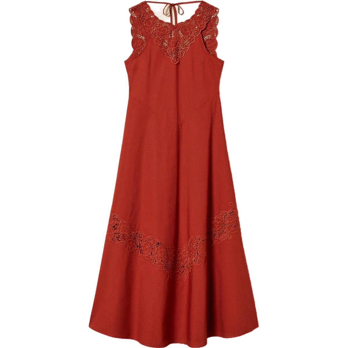 Vestiti da sera e cerimonia Donna Twinset - Abito Lungo Smanicato Ricamato - Rosso