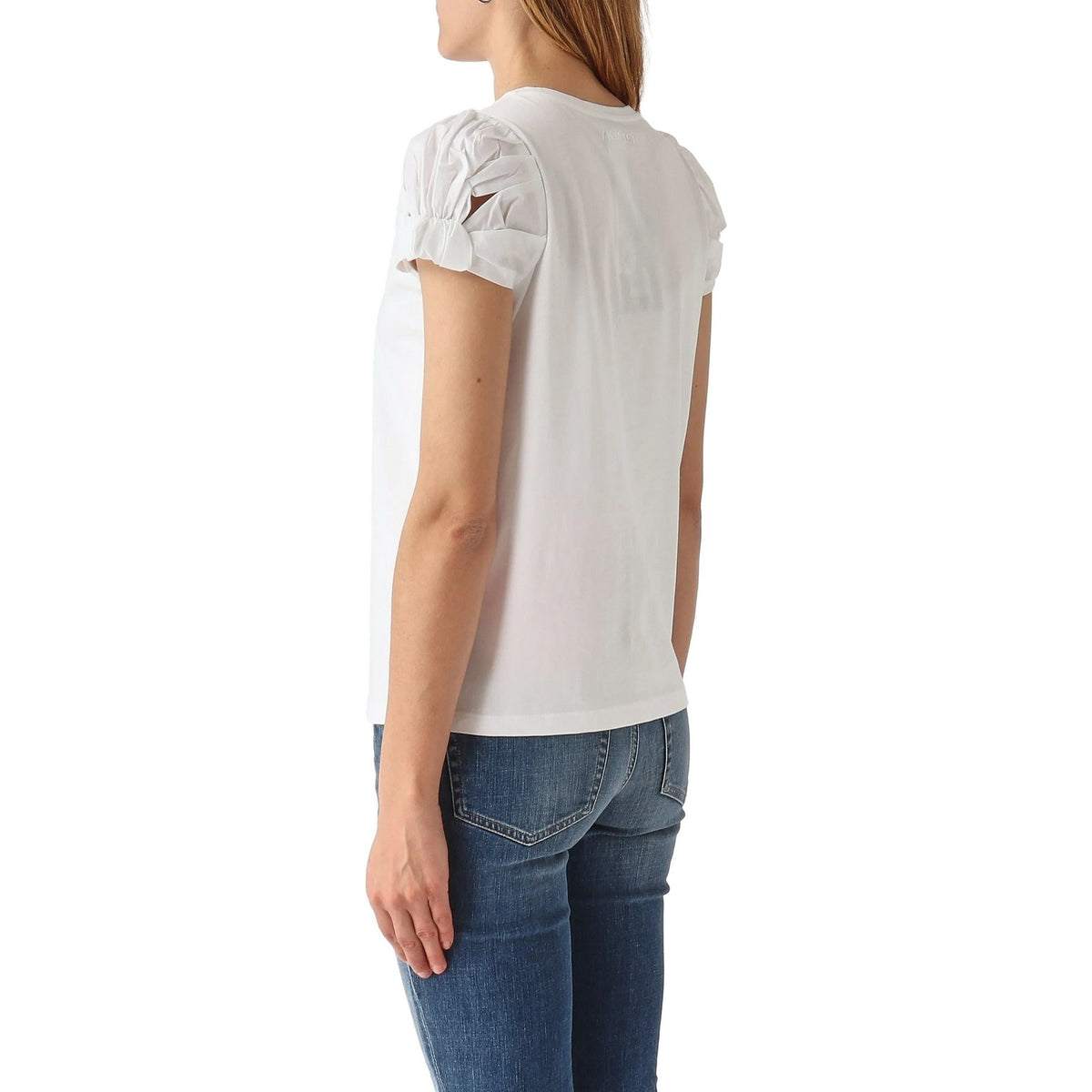 T-shirt Donna Twinset - T-Shirt In Jersey M/C Con Dettagli Manica - Bianco