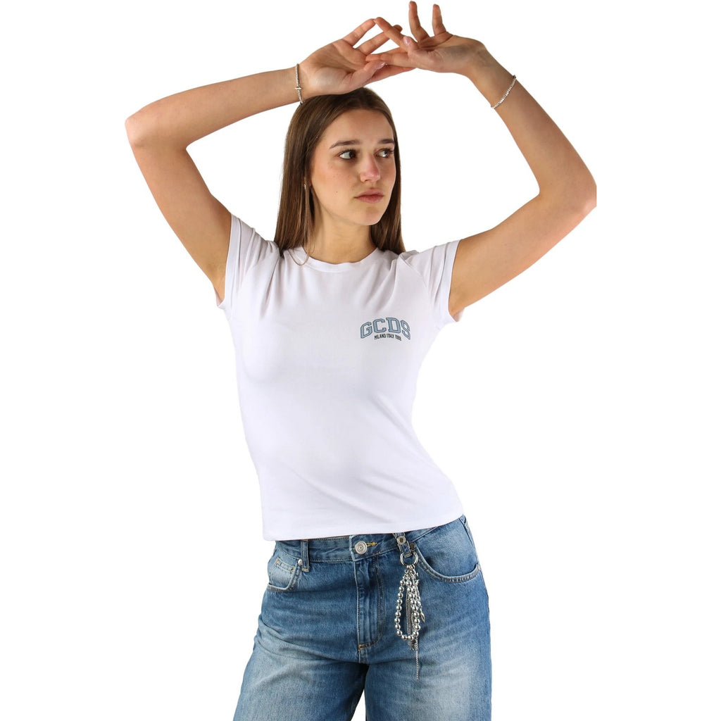 T-shirt Donna Gcds - Logo Lounge Slim Ss T-Shirt - Bianco