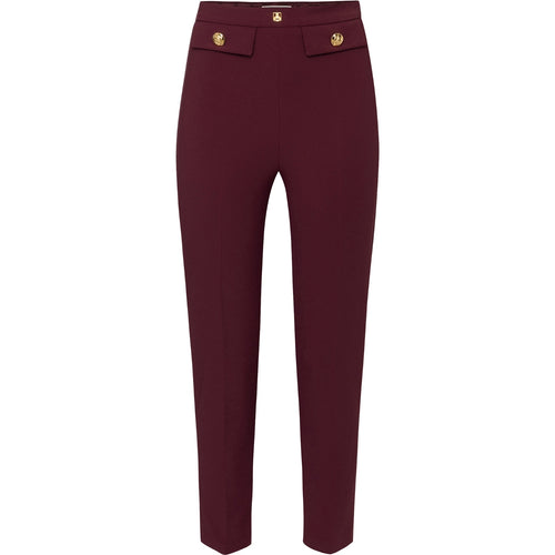 Pantaloni Donna Elisabetta Franchi - Pantalone dritto in crêpe stretch con rivetto logo - Rosso