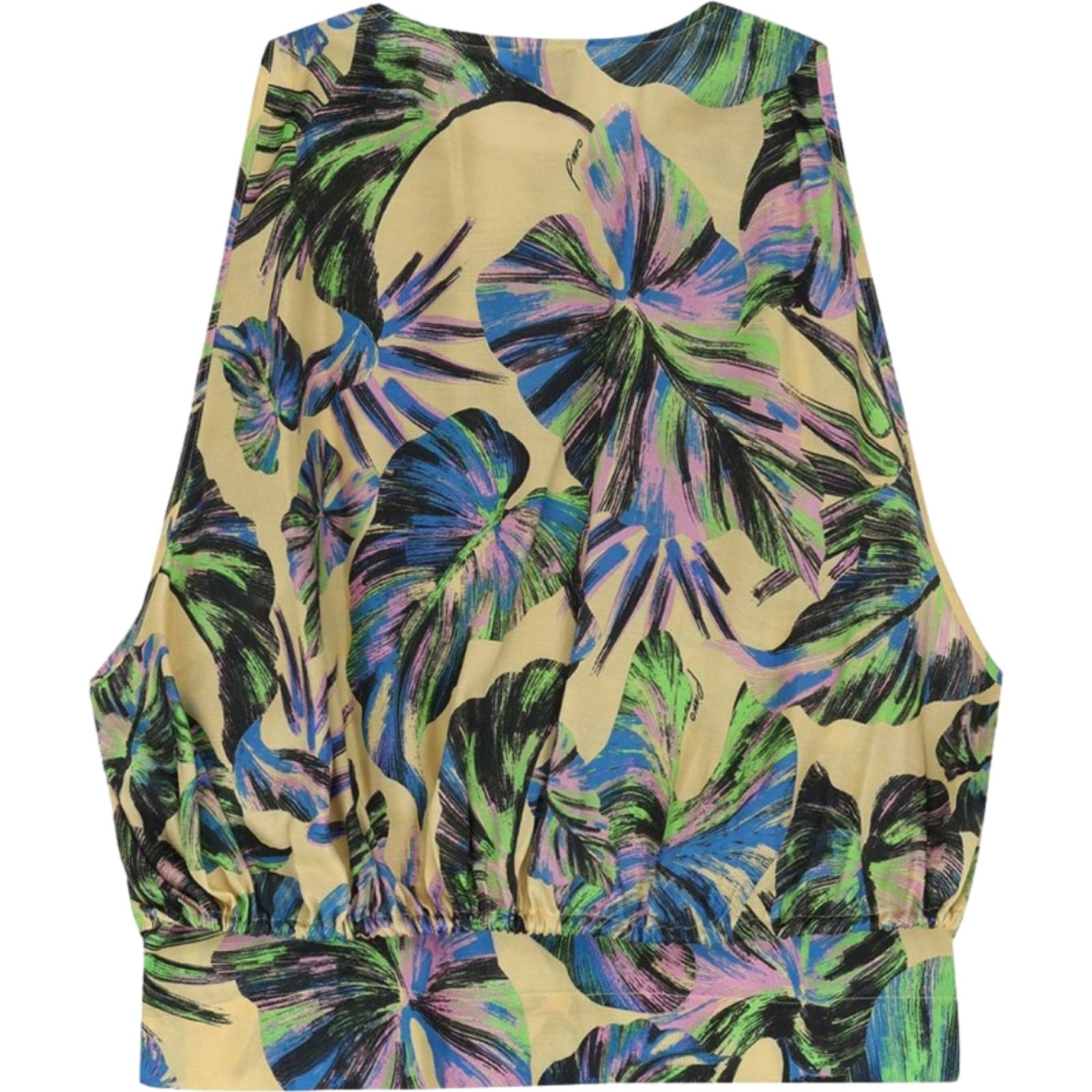 Canotte e top Donna Pinko - Waterfall Top Twill Stampa Fog - Giallo