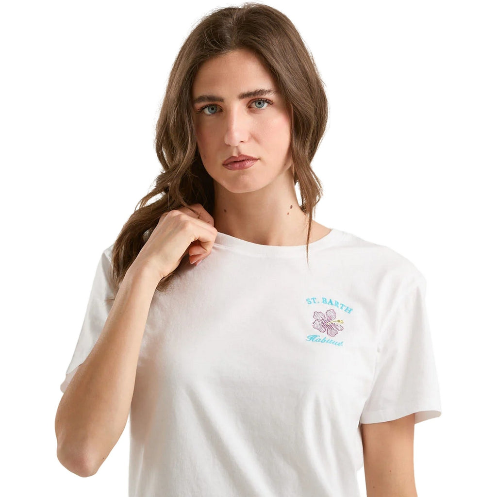 T-shirt Donna Mc2 Saint Barth - Cotton Crew Neck T-Shirt - Bianco