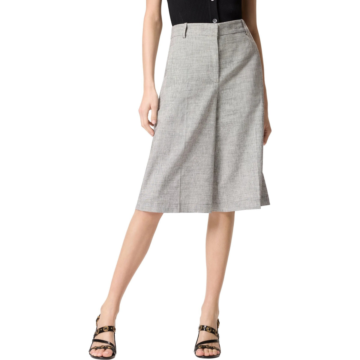 Pantaloncini Donna Pinko - Angera Bermuda Fiammato Lino C - Grigio