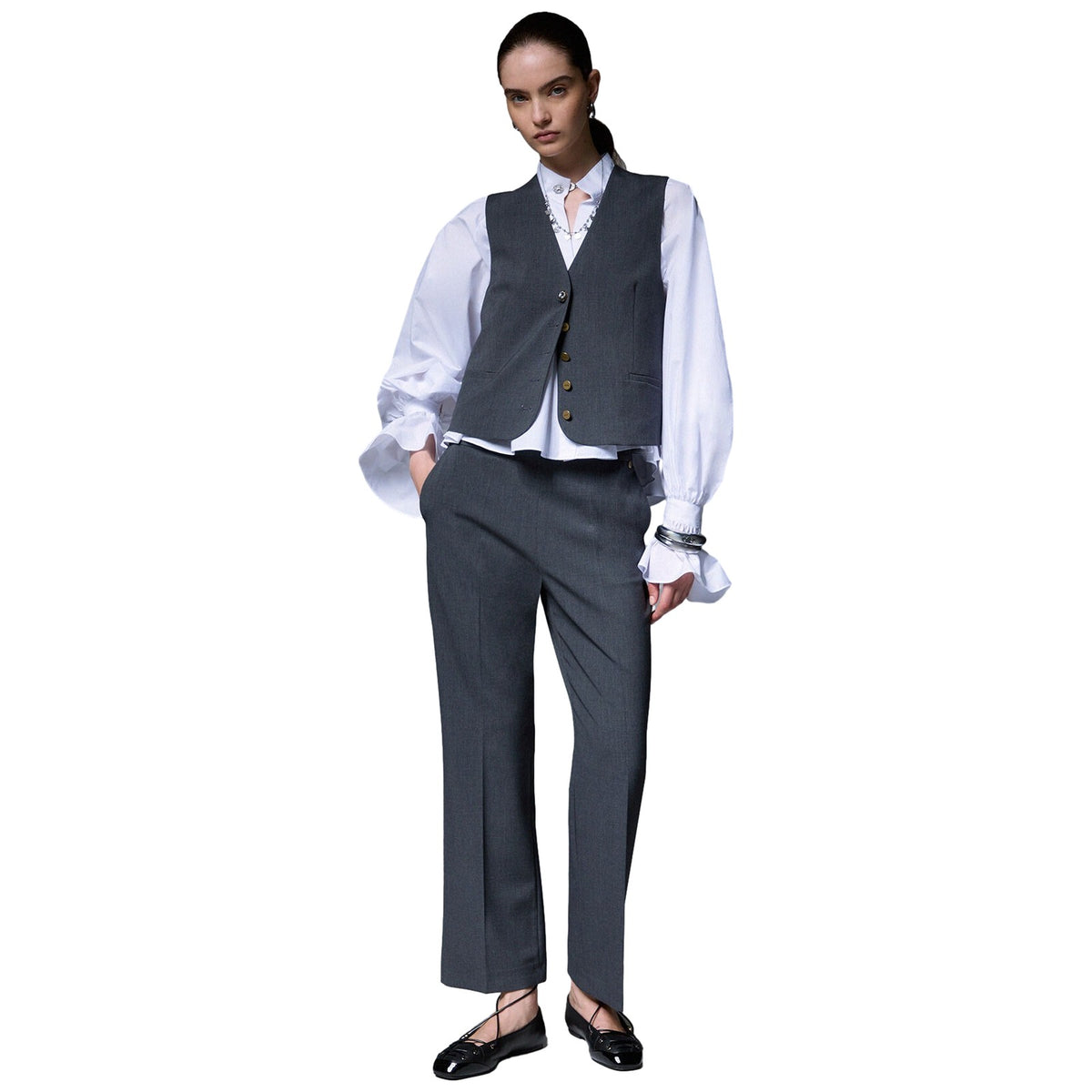 Pantaloni Donna Liu Jo - Pant. Trombetta Flanella - Grigio