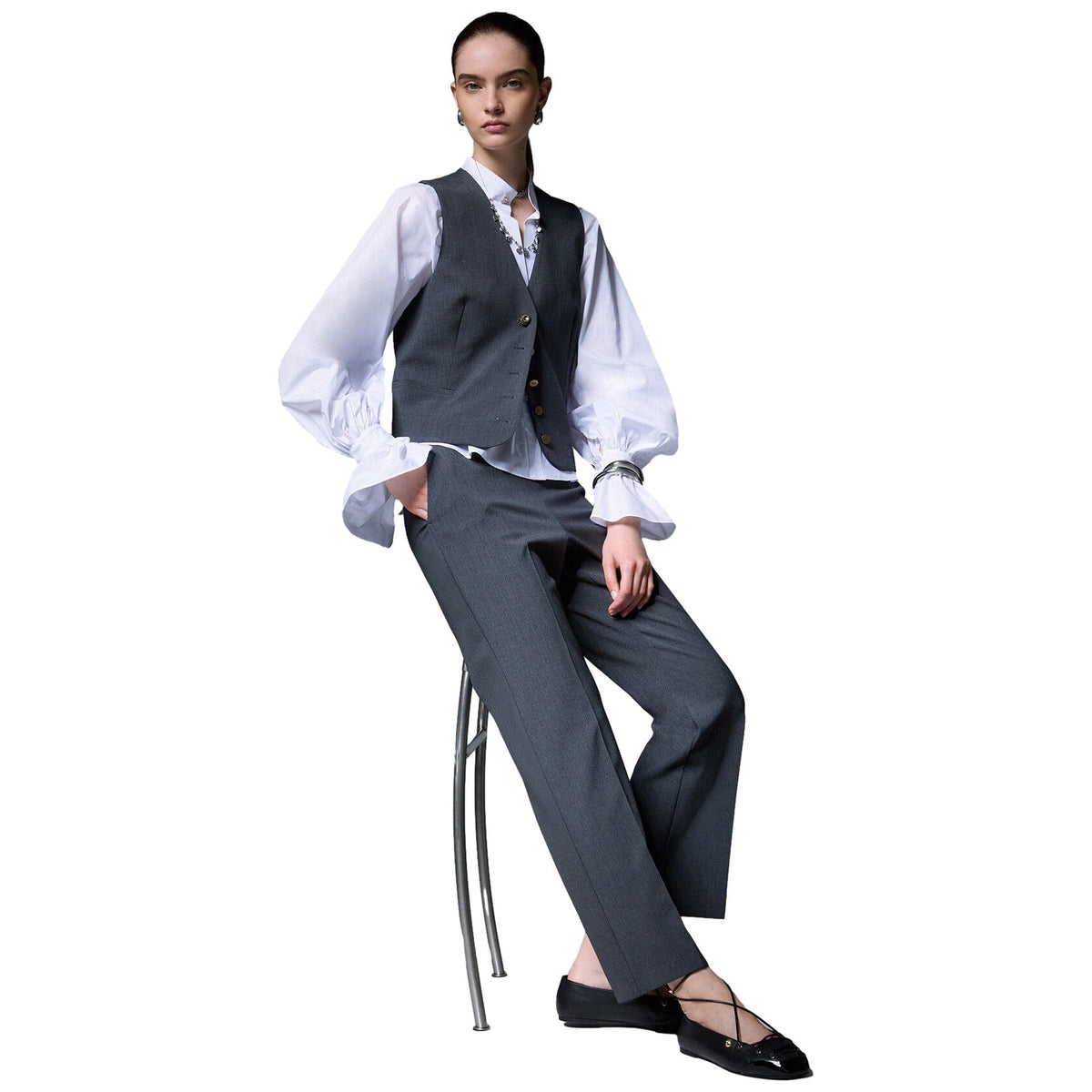 Pantaloni Donna Liu Jo - Pant. Trombetta Flanella - Grigio