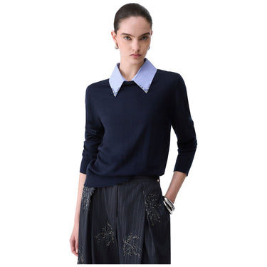 Maglie Donna Liu Jo - Maglia Chiusa Colletto Popelin - Nero