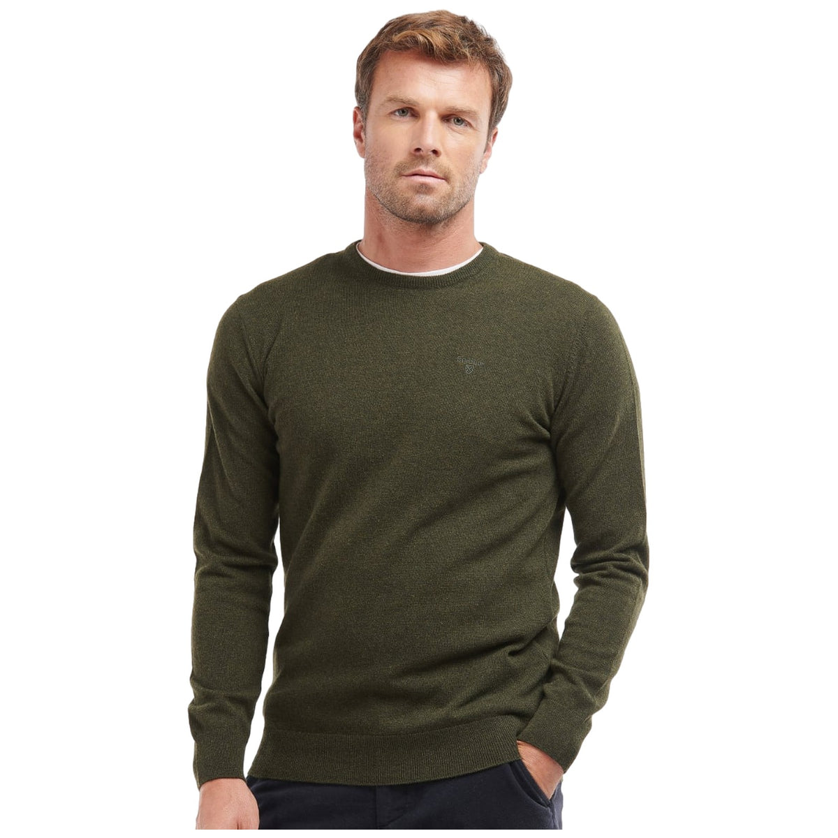 Maglie Uomo Barbour - Essential Lambswool Crew Neck - Verde