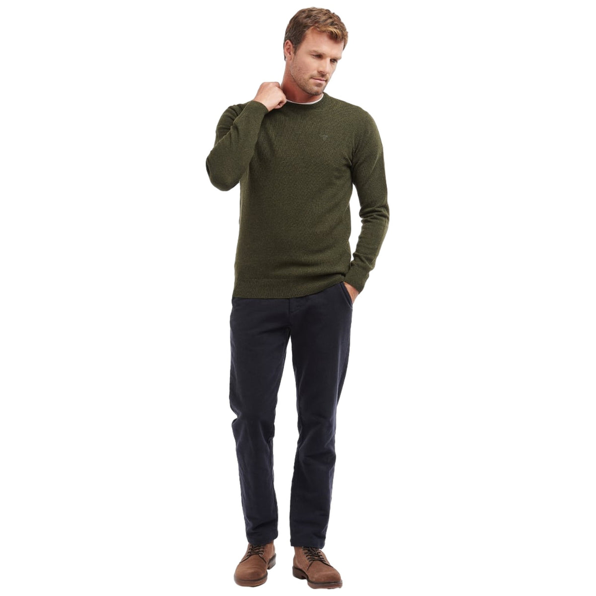 Maglie Uomo Barbour - Essential Lambswool Crew Neck - Verde