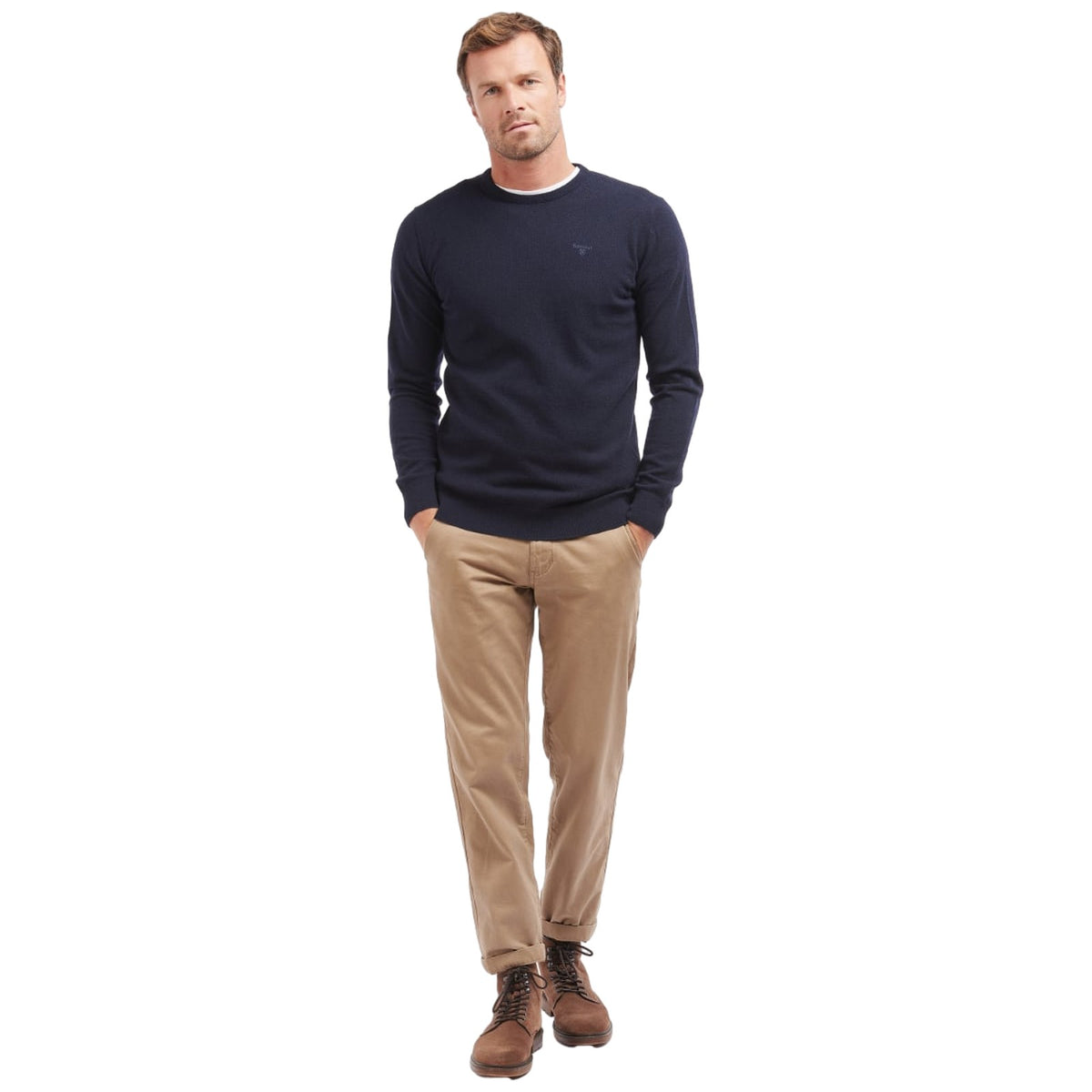 Maglie Uomo Barbour - Essential Lambswool Crew Neck - Blu