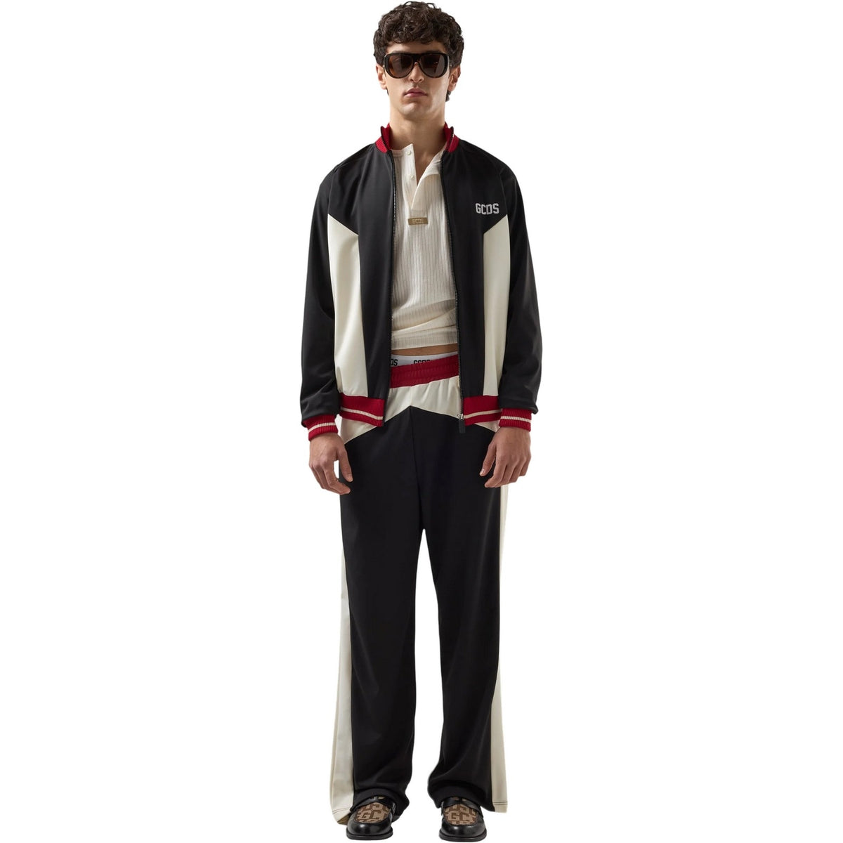 Pantaloni Uomo Gcds - Color Block Straight Track Pant - Nero