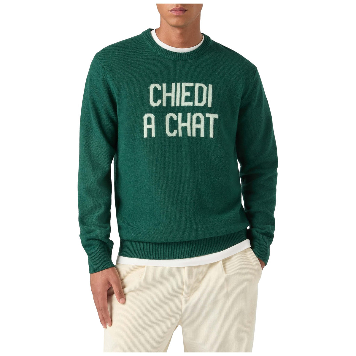 Maglioni Uomo Mc2 Saint Barth - Round-Neck Sweater Chiedi a Chat 51 - Verde