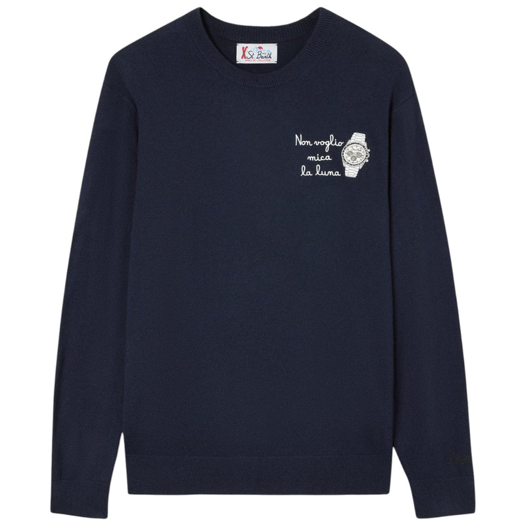 Maglioni Uomo Mc2 Saint Barth - Crew Neck Light Sweater Luna Watch 61 - Blu Navy