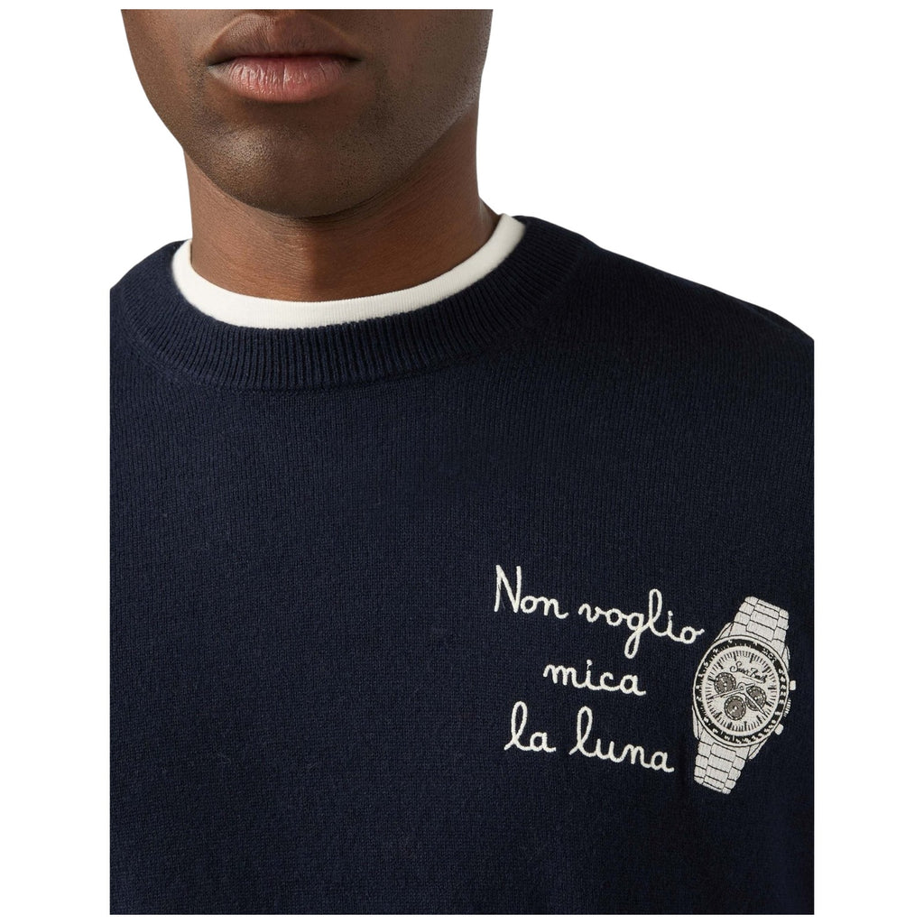 Maglioni Uomo Mc2 Saint Barth - Crew Neck Light Sweater Luna Watch 61 - Blu Navy