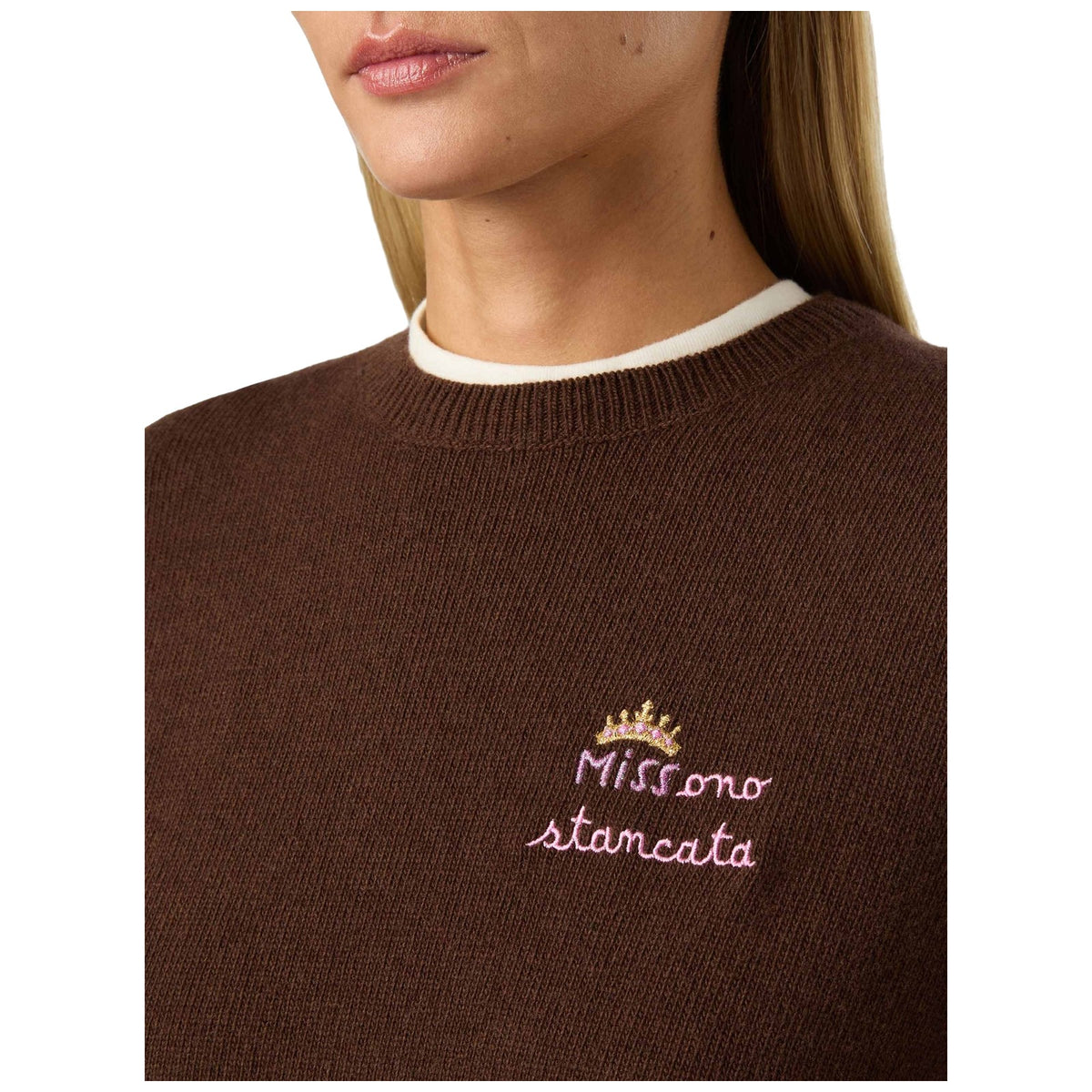 Maglioni Donna Mc2 Saint Barth - Crewneck Jumper Miss Stancata 18 - Marrone