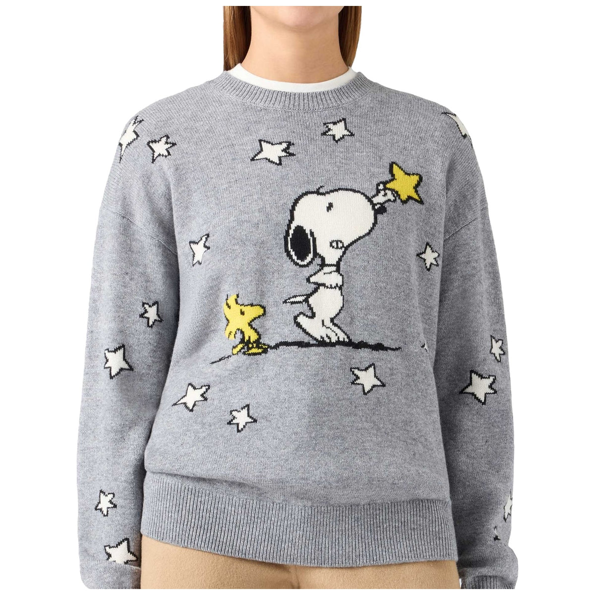Maglioni Donna Mc2 Saint Barth - Crewneck Sweater Peanuts Touching Stars 15M - Grigio