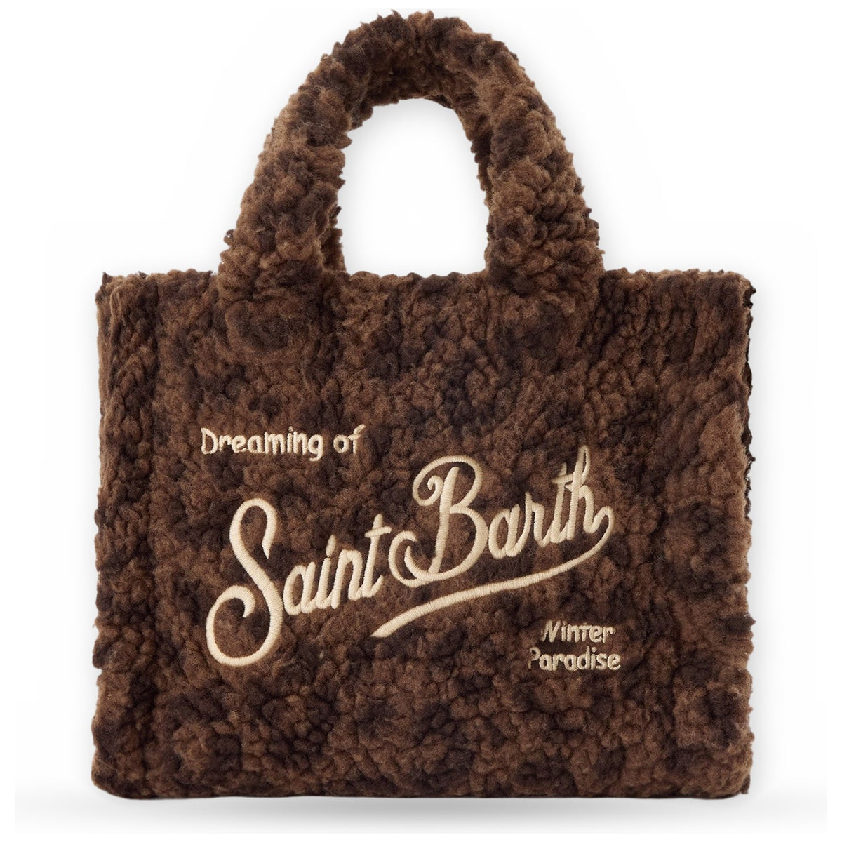 Borse a spalla Unisex Mc2 Saint Barth - Small Bag with Strap Vanity Mini Teddy Dark Leopard 18 Emb - Multicolore