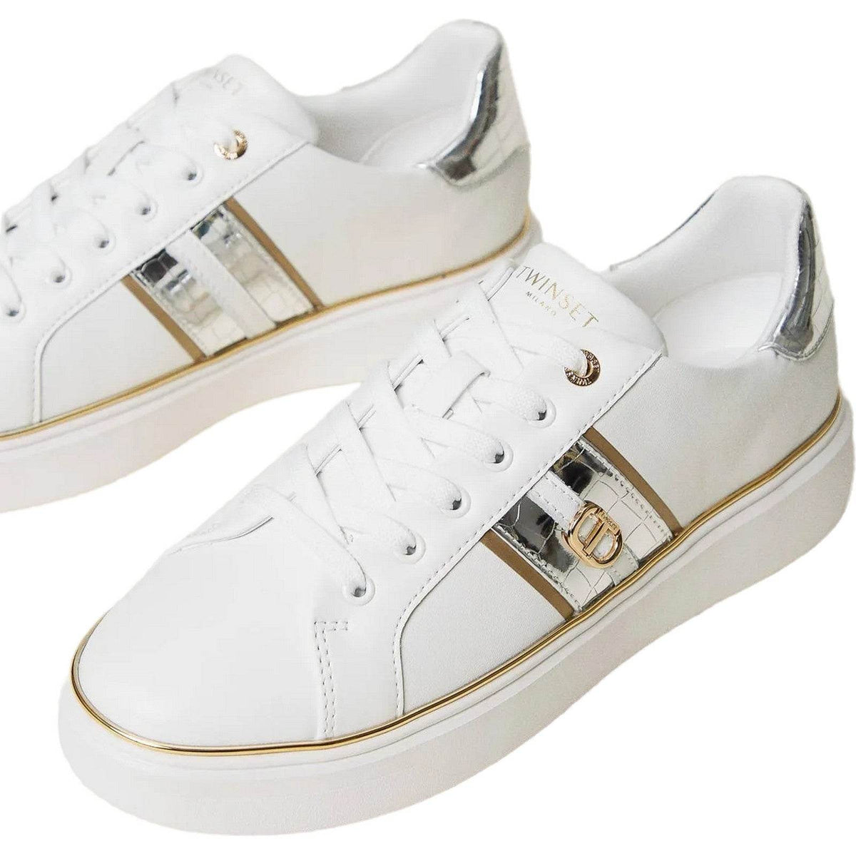 Sneaker Donna Twinset - Sneaker In Pelle - Bianco-Gianni Foti