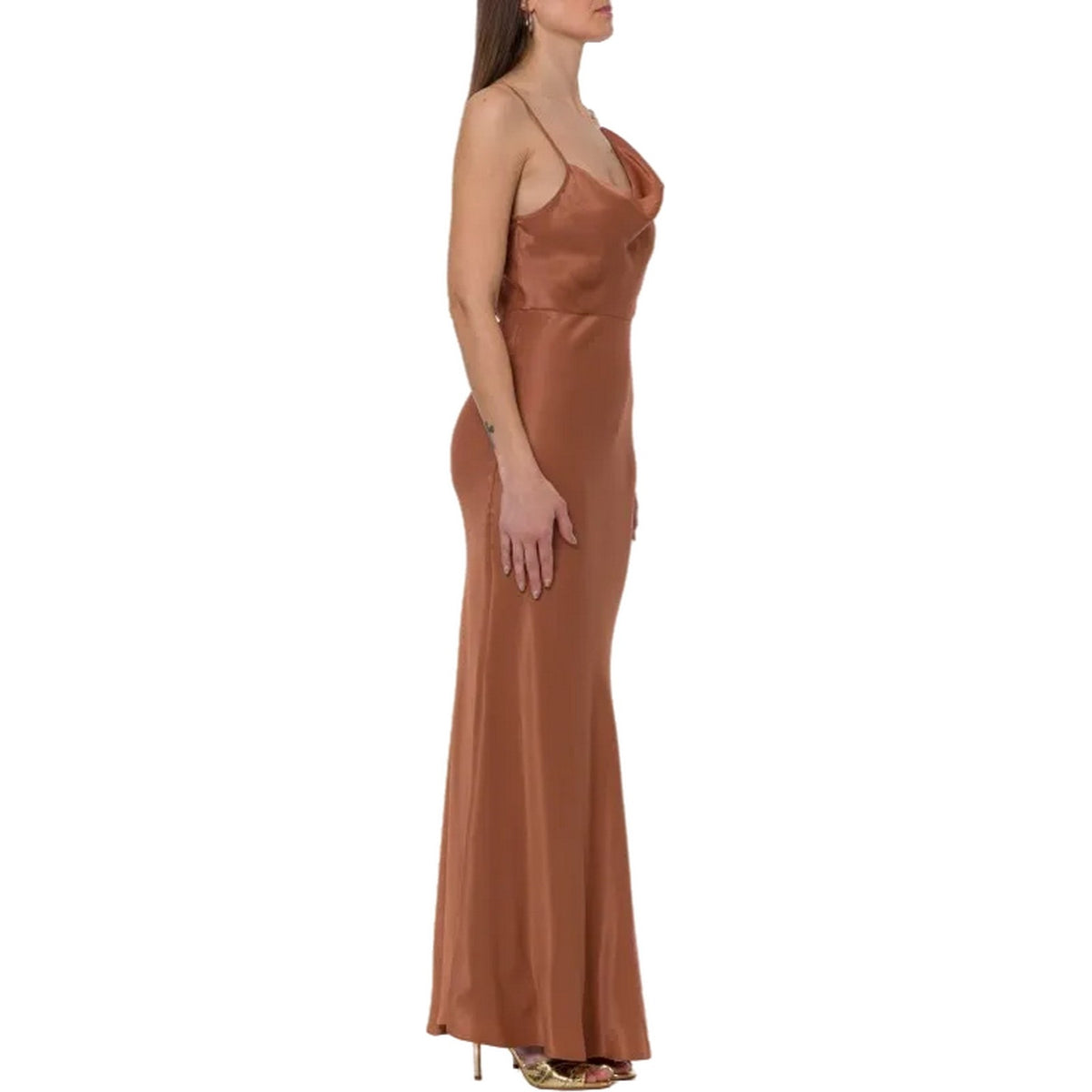 Vestiti da sera e cerimonia Donna Twinset - Abito Lungo Con Dettaglio Catena - Marrone