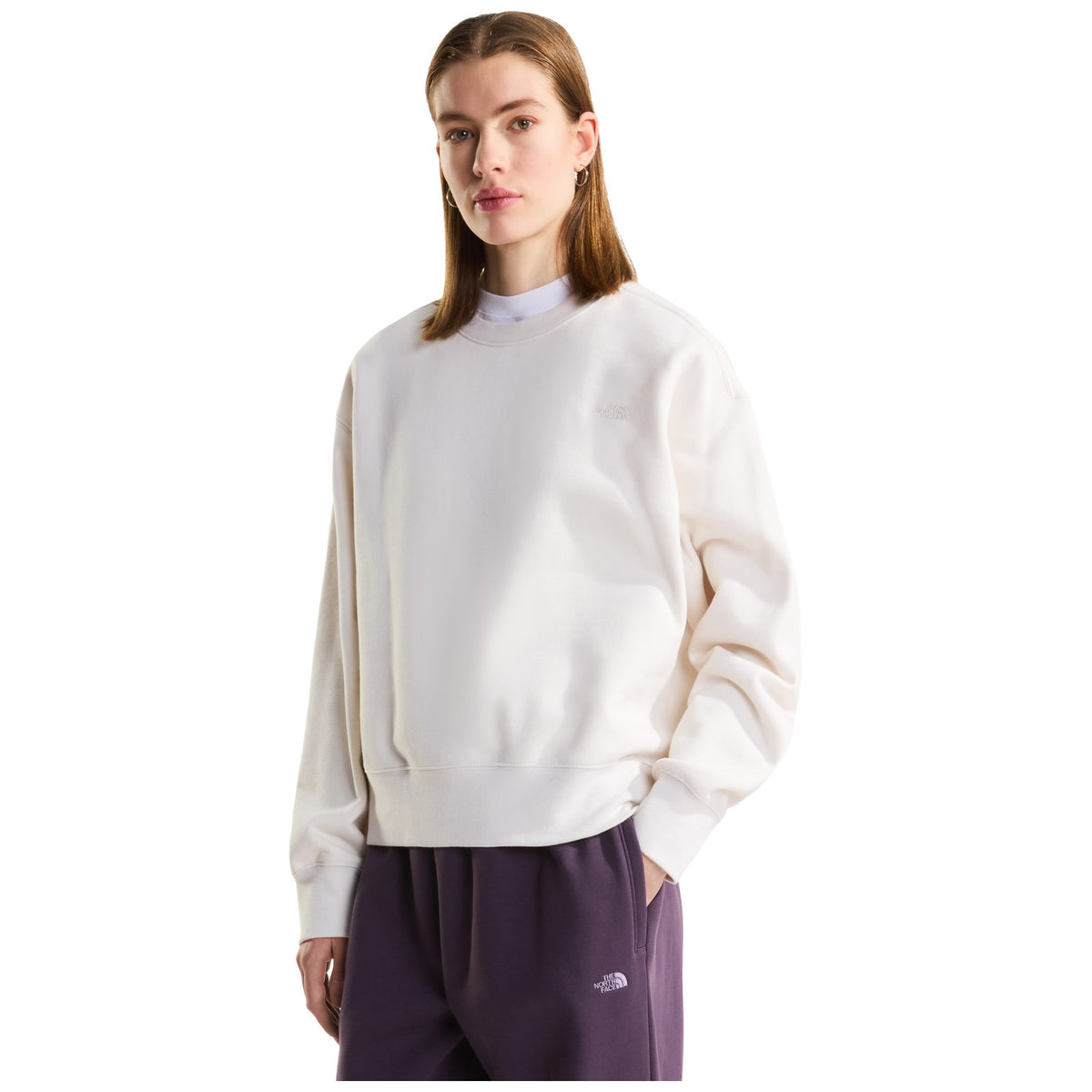 Felpe senza cappuccio Donna The North Face - TNF Essential Simple Dome Boxy OS Crew - Panna