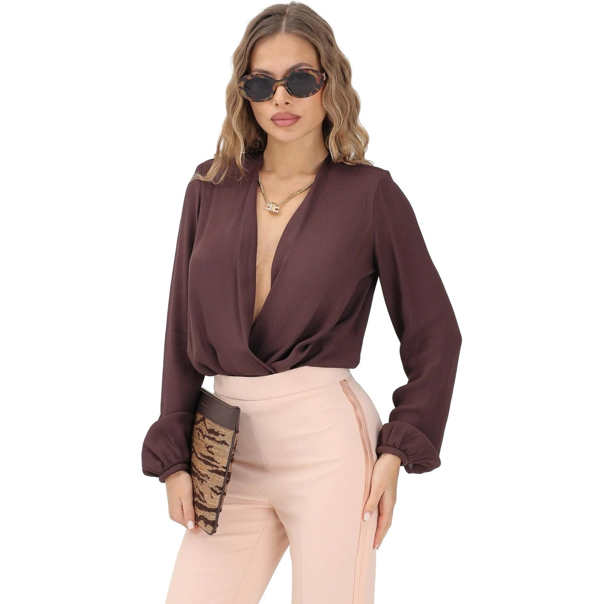 Bluse e camicie Donna Elisabetta Franchi - Camicia a body - Marrone