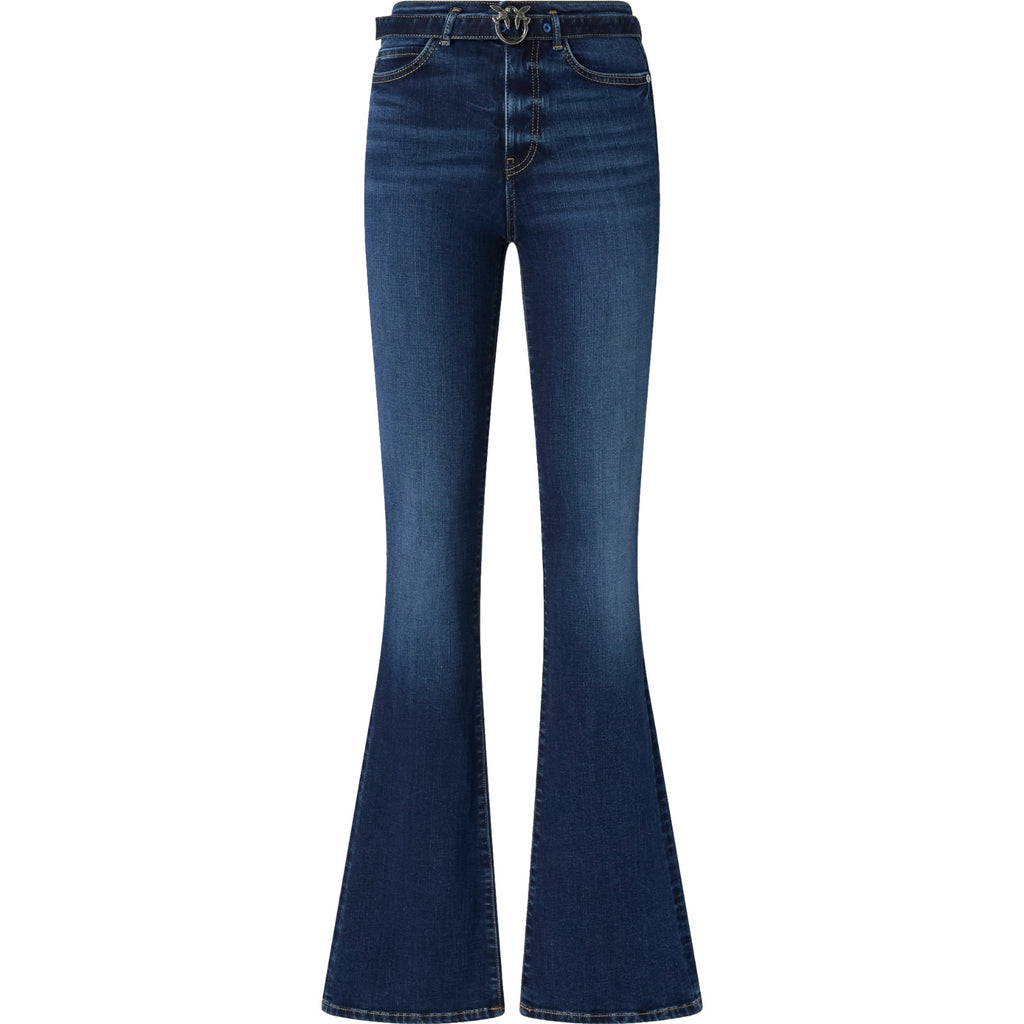 Pantaloni Donna Pinko - Flora Flare Power Stretch Blue - Blu