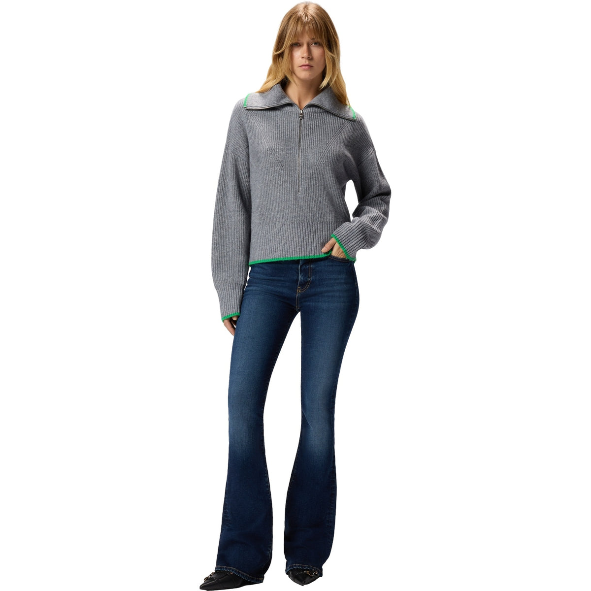 Pantaloni Donna Pinko - Flora Flare Power Stretch Blue - Blu