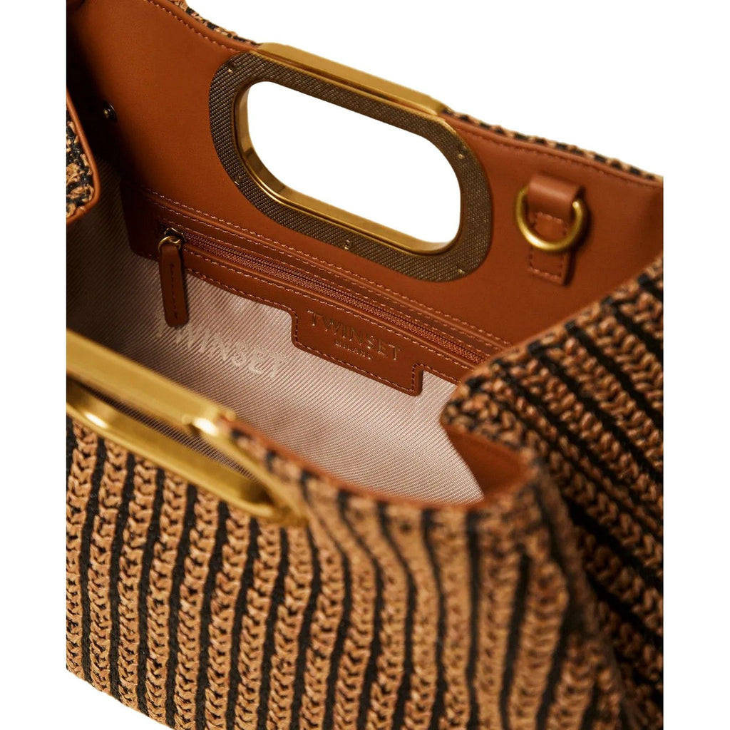 Pochette e Clutch Donna Twinset - Maxi Clutch Effetto Paglia - Marrone