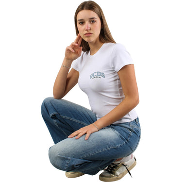T-shirt Donna Gcds - Logo Lounge Slim Ss T-Shirt - Bianco