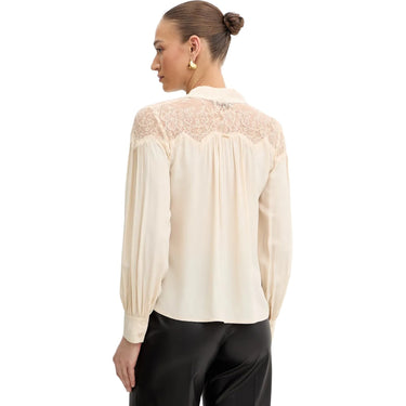 Bluse e camicie Donna Twinset - Camicia M/L Con Pizzo E Fiocco Staccabile - Beige di Twinset su Gianni Foti