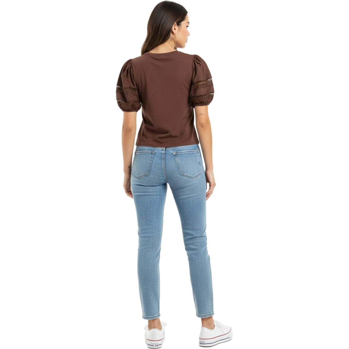 T-shirt Donna Twinset - T-Shirt In Jersey Con Maniche Baloon In Popeline - Marrone