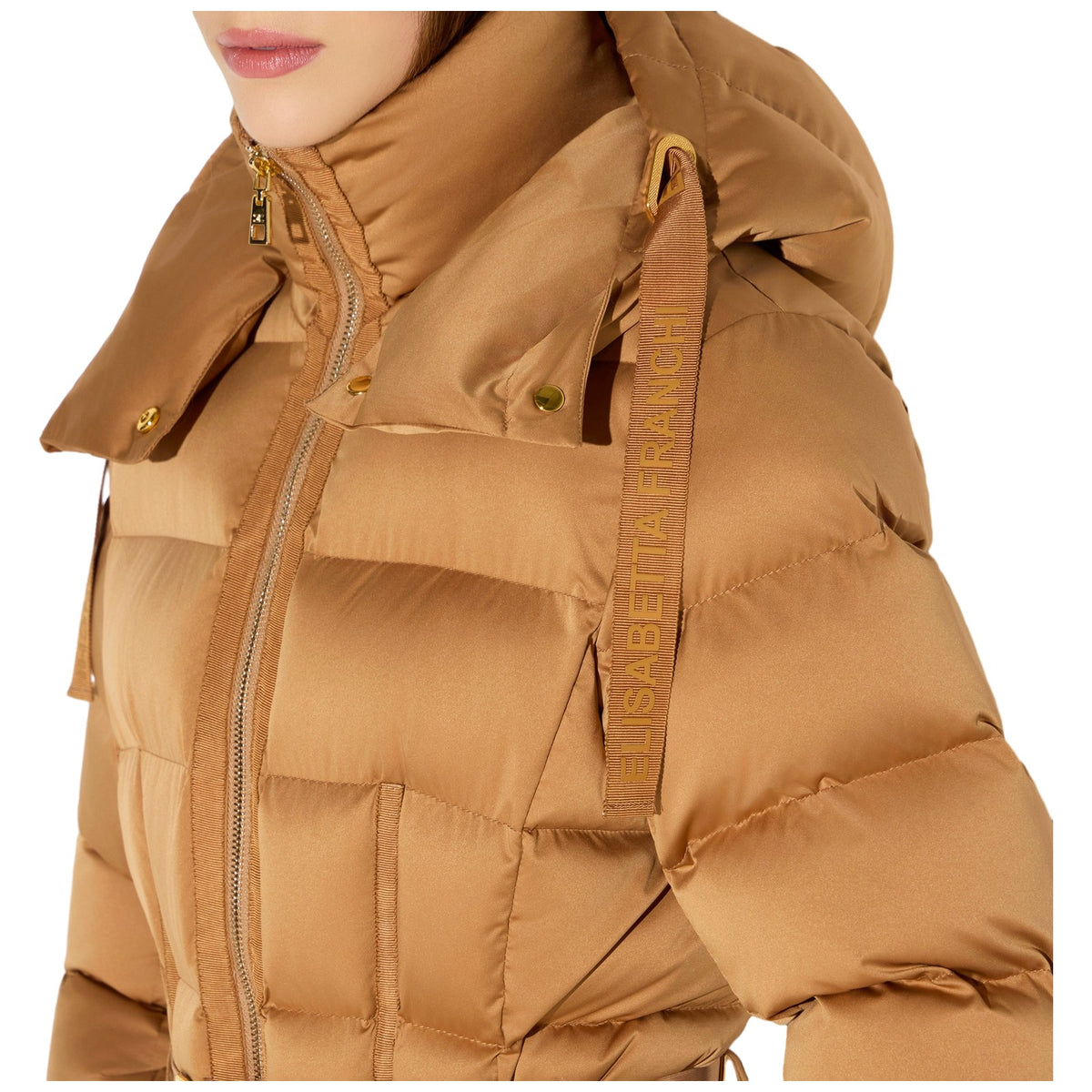 Giacche Donna Elisabetta Franchi - Giacca imbottita con cintura PI92D66E2 - Cammello