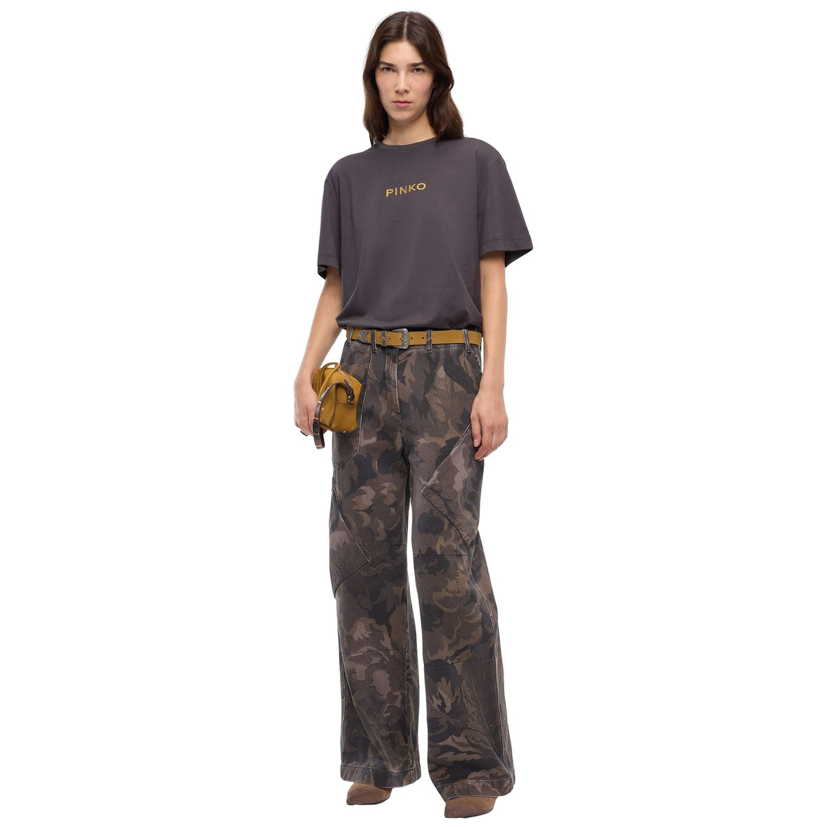 T-shirt Donna Pinko - Strepitoso T-Shirt Jersey Logo - Grigio