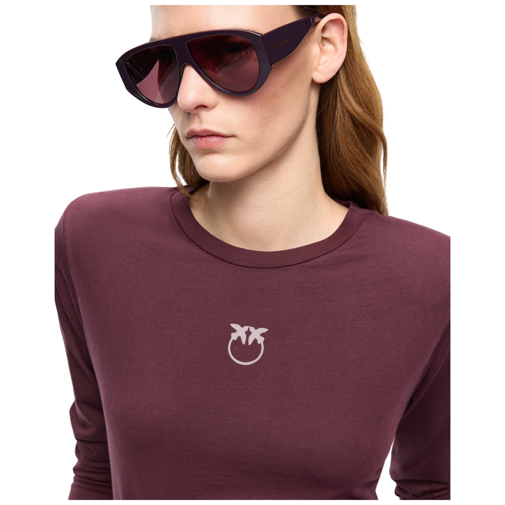 T-shirt Donna Pinko - Toblino T-Shirt Jersey Logo Fl - Bordeaux