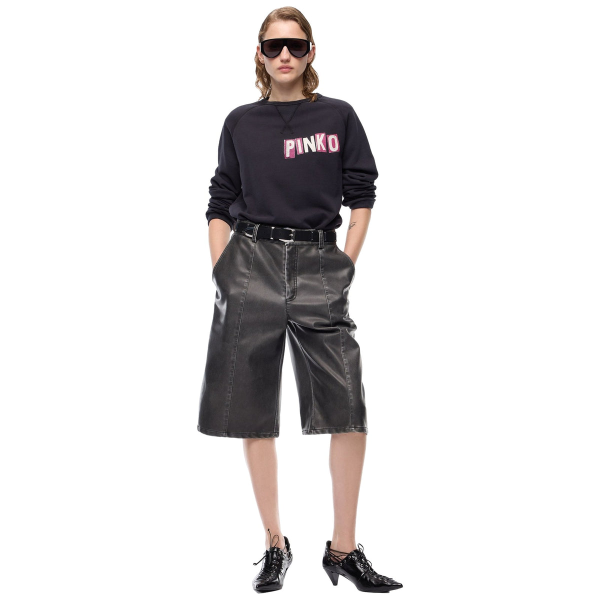 Maglie Donna Pinko - Nero Maglia Felpa Stampa Logo - Nero