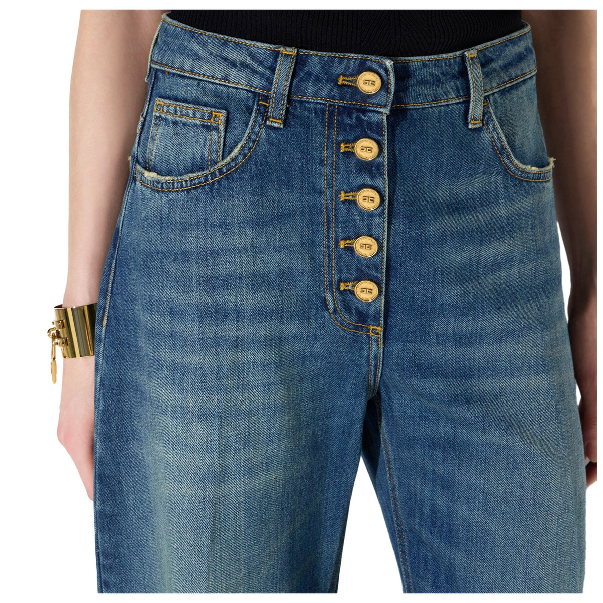 Pantaloni Donna Elisabetta Franchi - Pantalone mod. jeans PJ10D66E2 - Blu
