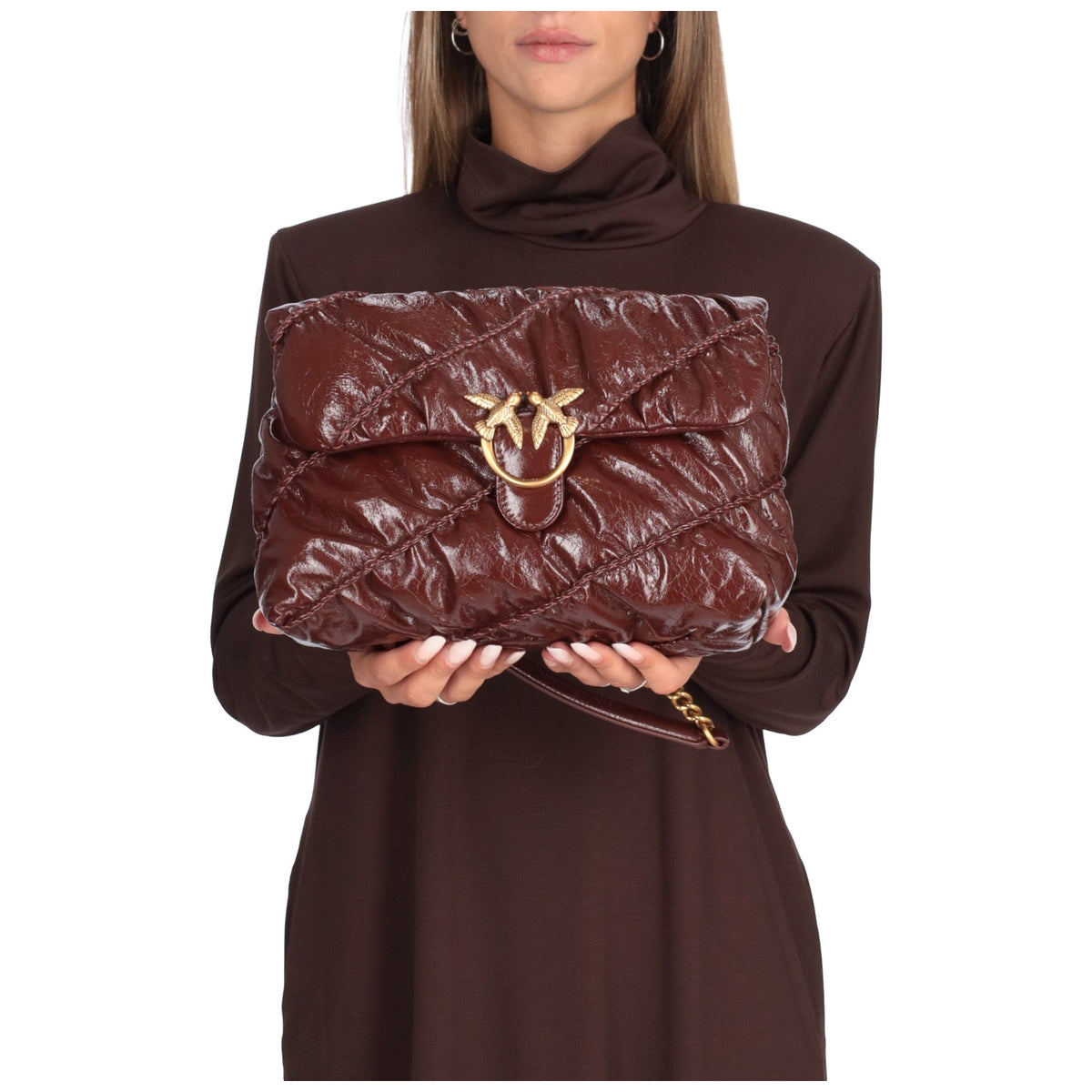 Borse a mano Donna Pinko - Love Puff Crinckle Classic New - Castano Intenso