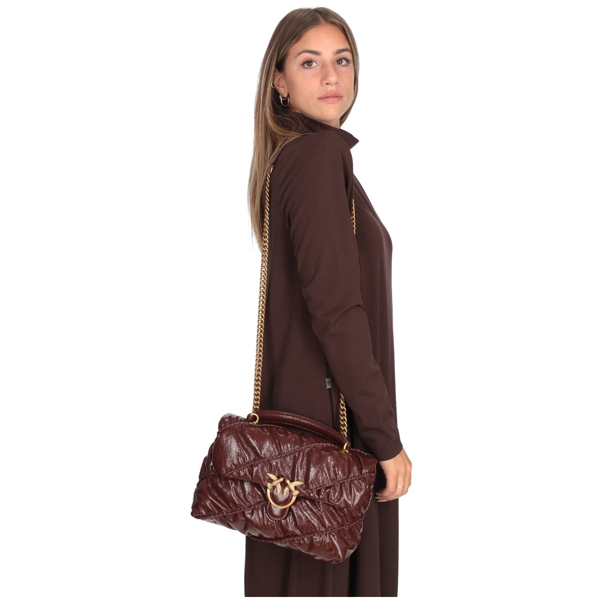 Borse a mano Donna Pinko - Love Puff Crinckle Classic New - Castano Intenso