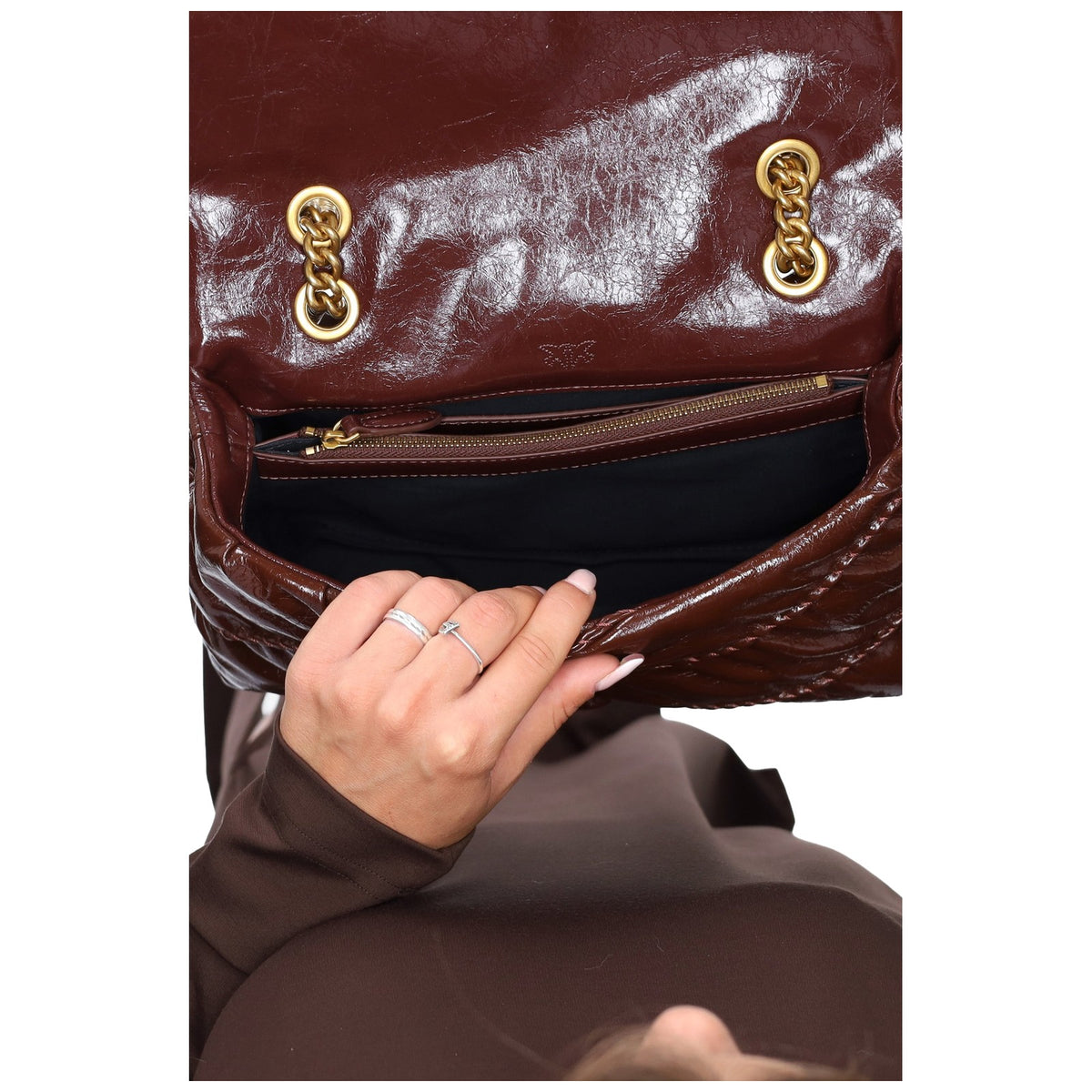 Borse a mano Donna Pinko - Love Puff Crinckle Classic New - Castano Intenso