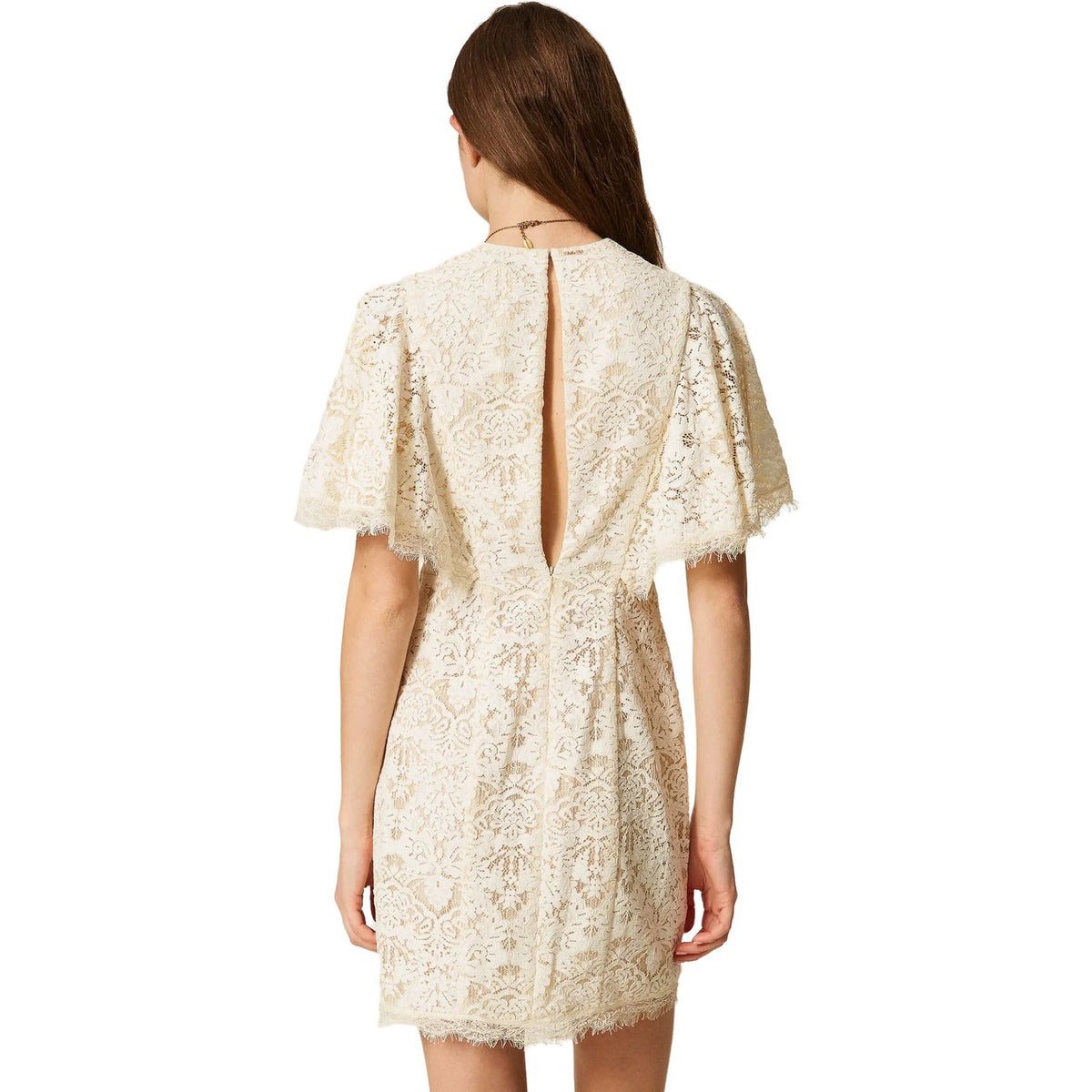 Vestiti da sera e cerimonia Donna Twinset - Abito Corto In Pizzo - Bianco